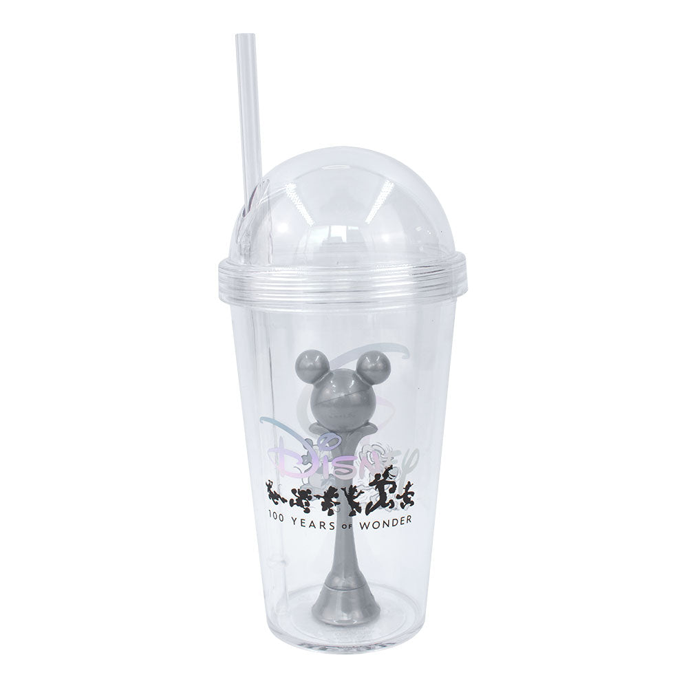 Vaso Domo con Popote y escultura interna 3D Fun Kids Disney 100 años / Years Of Wonder Mickey Mouse Acrilico 500ml