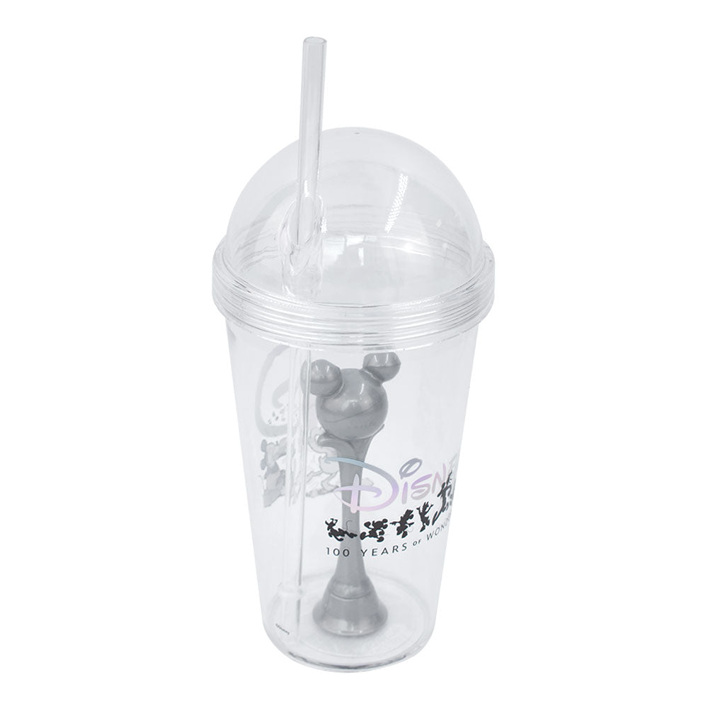 Vaso Domo con Popote y escultura interna 3D Fun Kids Disney 100 años / Years Of Wonder Mickey Mouse Acrilico 500ml