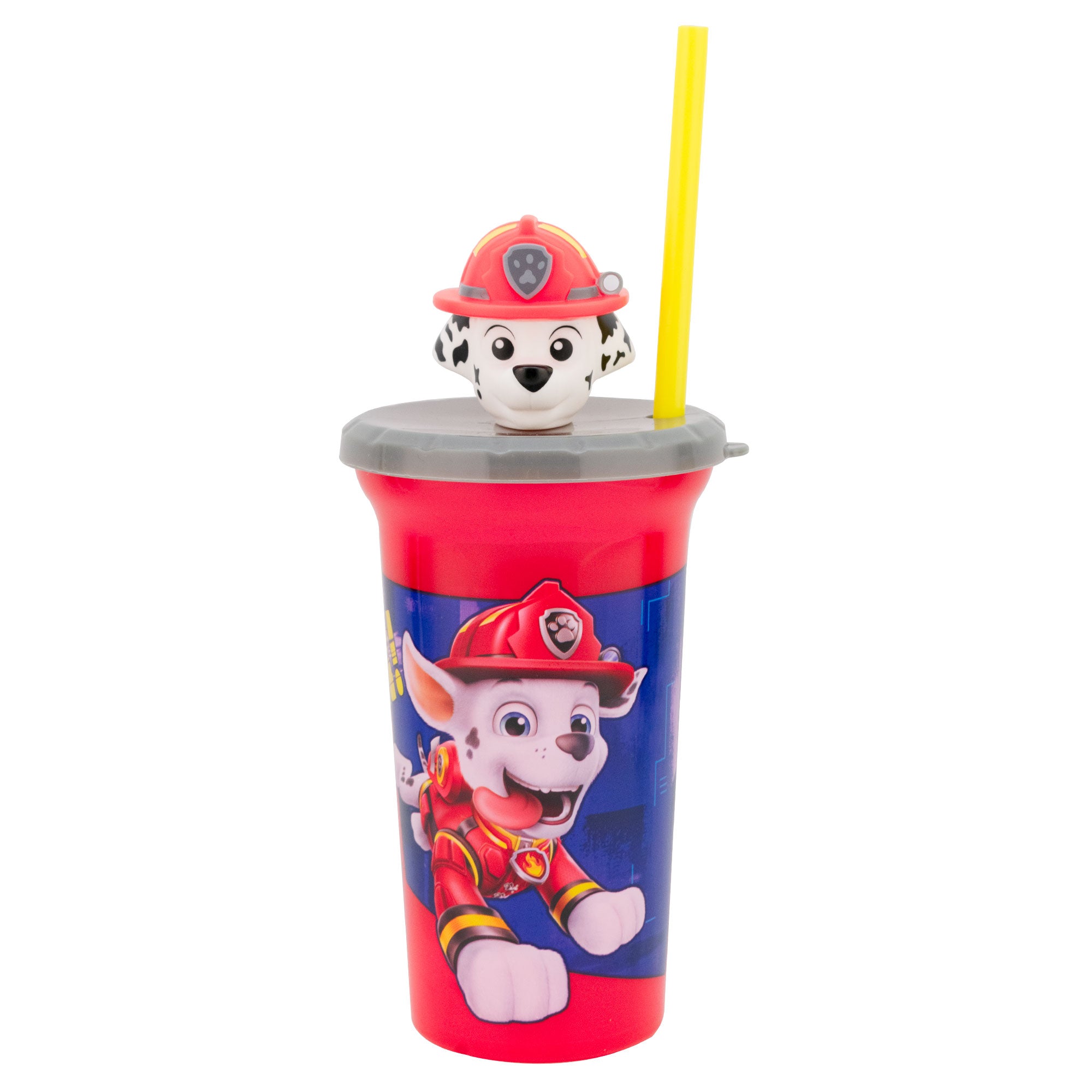 Vaso de Plástico con Tapa 3D y Popote PAW PATROL 443ml