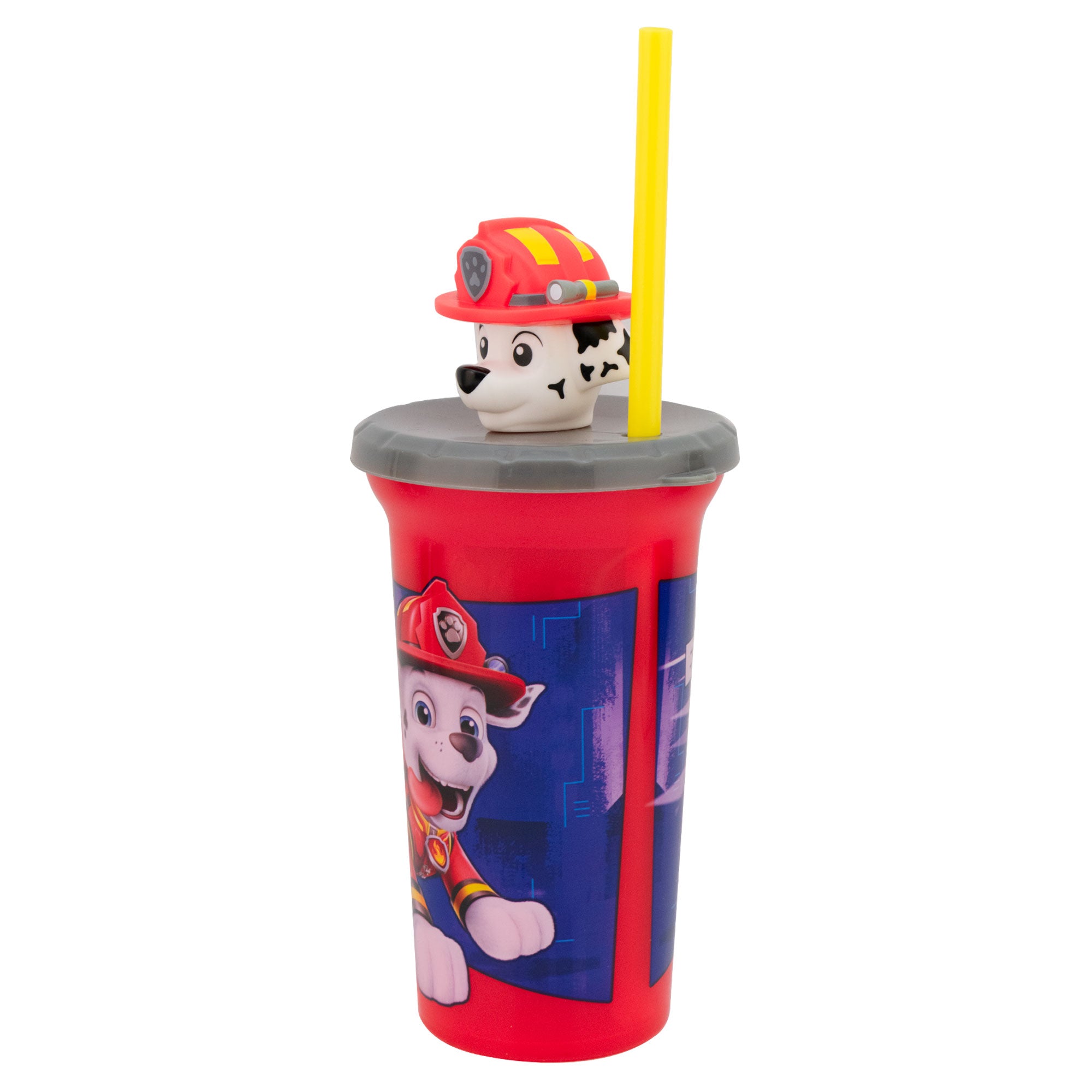 Vaso de Plástico con Tapa 3D y Popote PAW PATROL 443ml