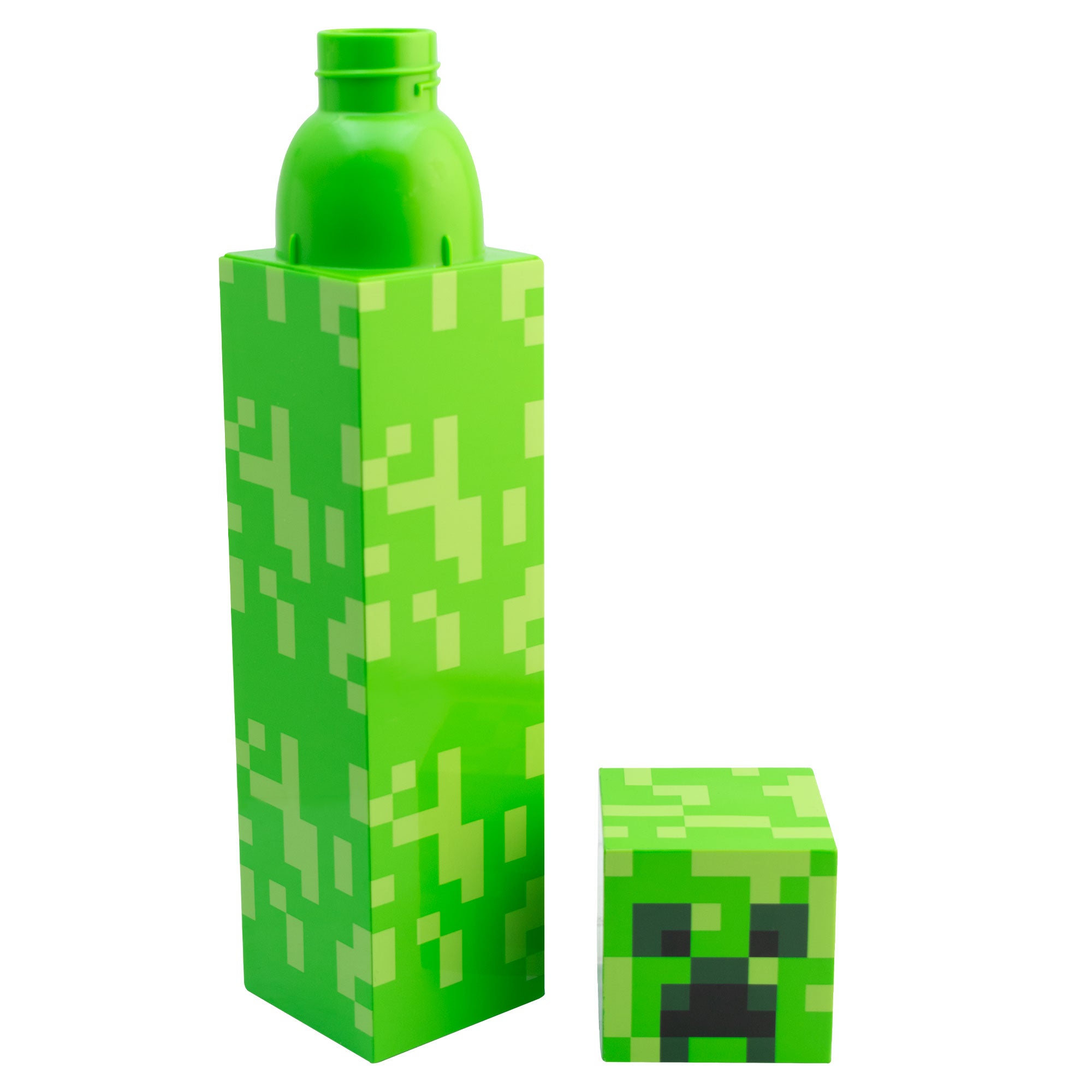 Botella Cuadrada de Plástico Minecraft Creeper 650ml Color Verde