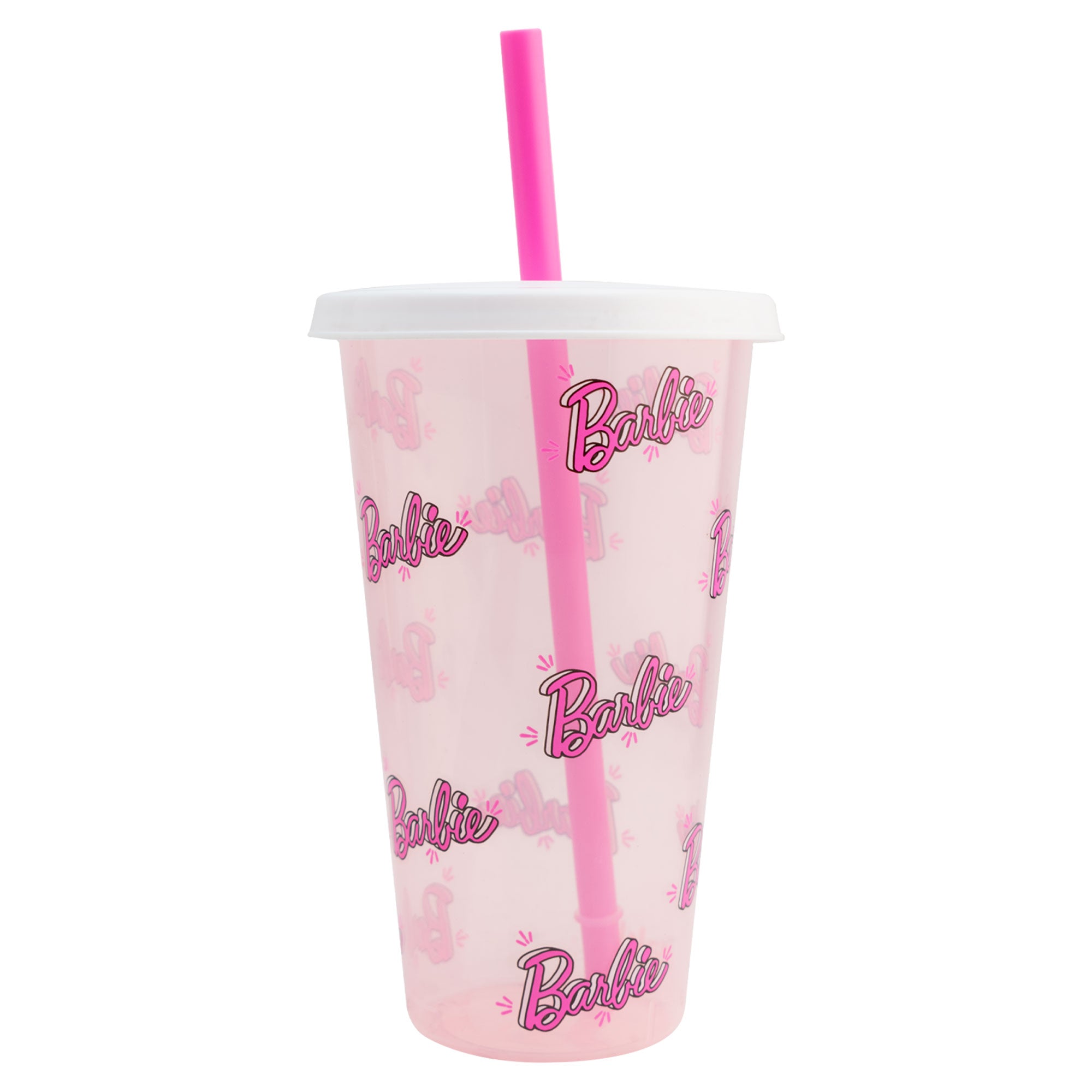 Vaso Doble Pared Con Tapa Y Popote Colección Barbie 739ml