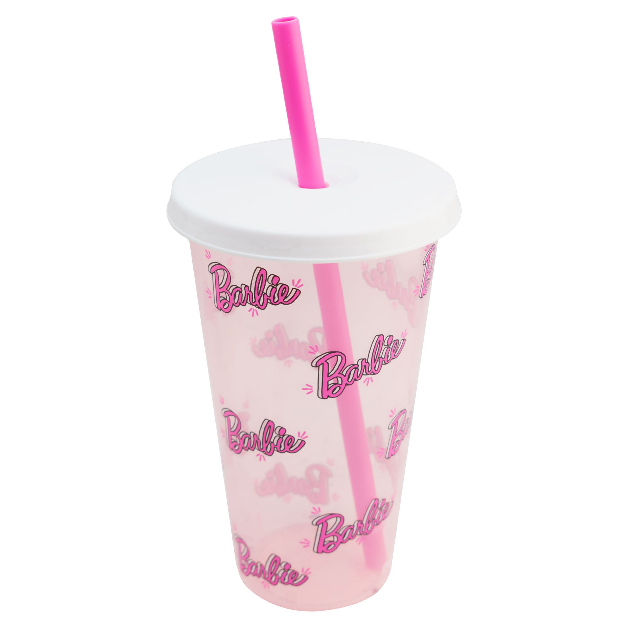 Vaso Doble Pared Con Tapa Y Popote Colección Barbie 739ml