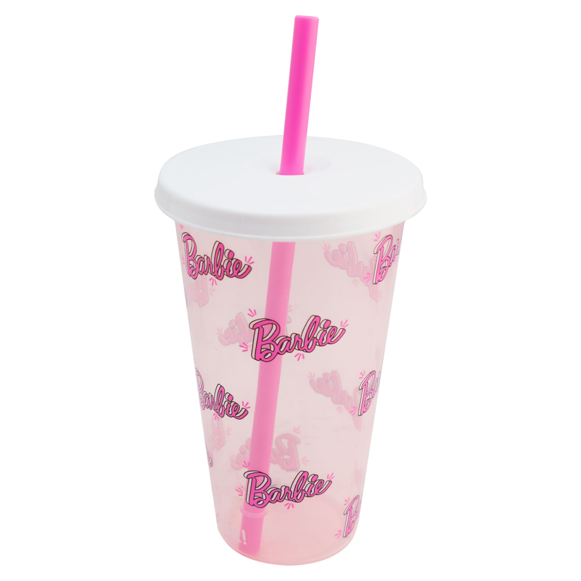 Vaso de Plástico con Doble Pared, Tapa Y Popote Barbie 739ml