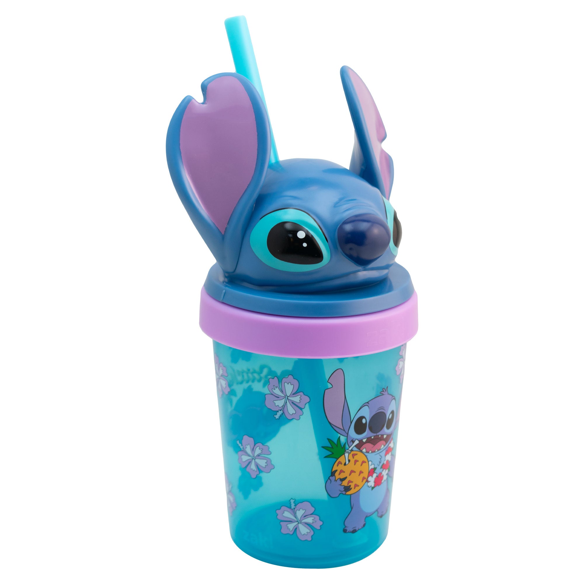 Vaso de Plástico con Tapa 3D y Popote Fun Kids Personajes Animados 384ml