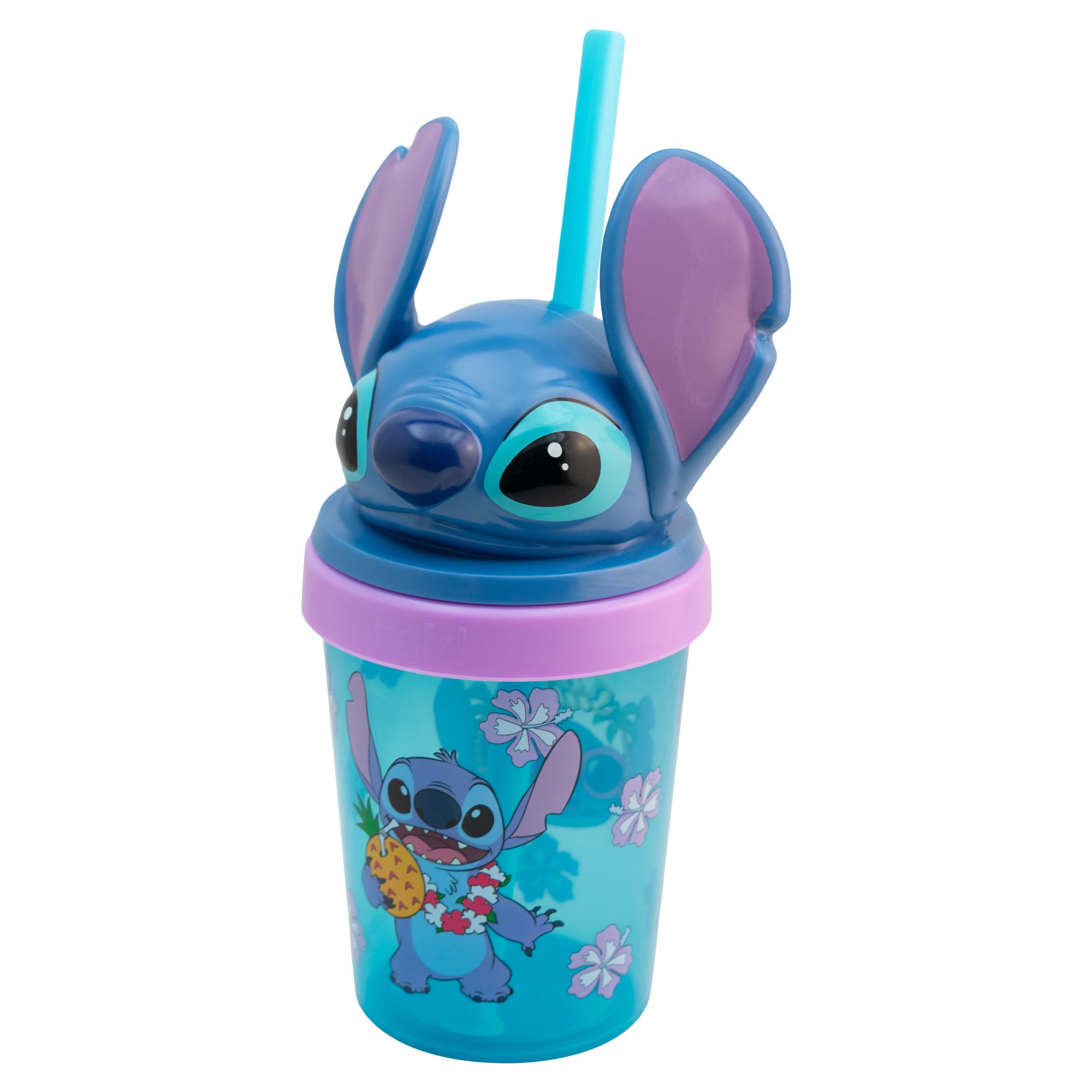 Vaso de Plástico con Tapa 3D y Popote Fun Kids Personajes Animados 384ml