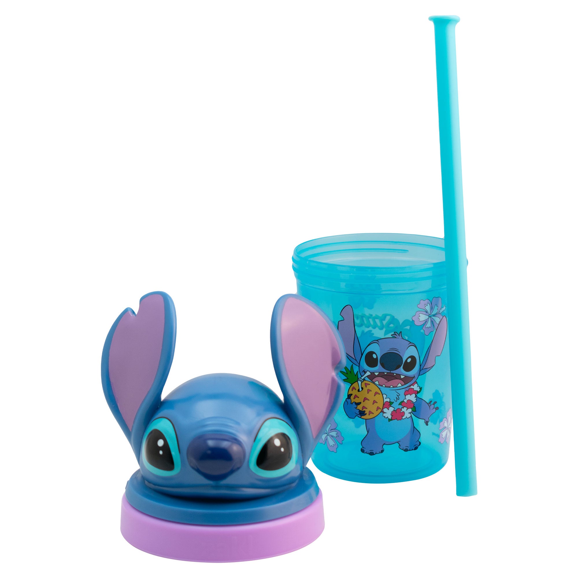 Vaso de Plástico con Tapa 3D y Popote Fun Kids Personajes Animados 384ml