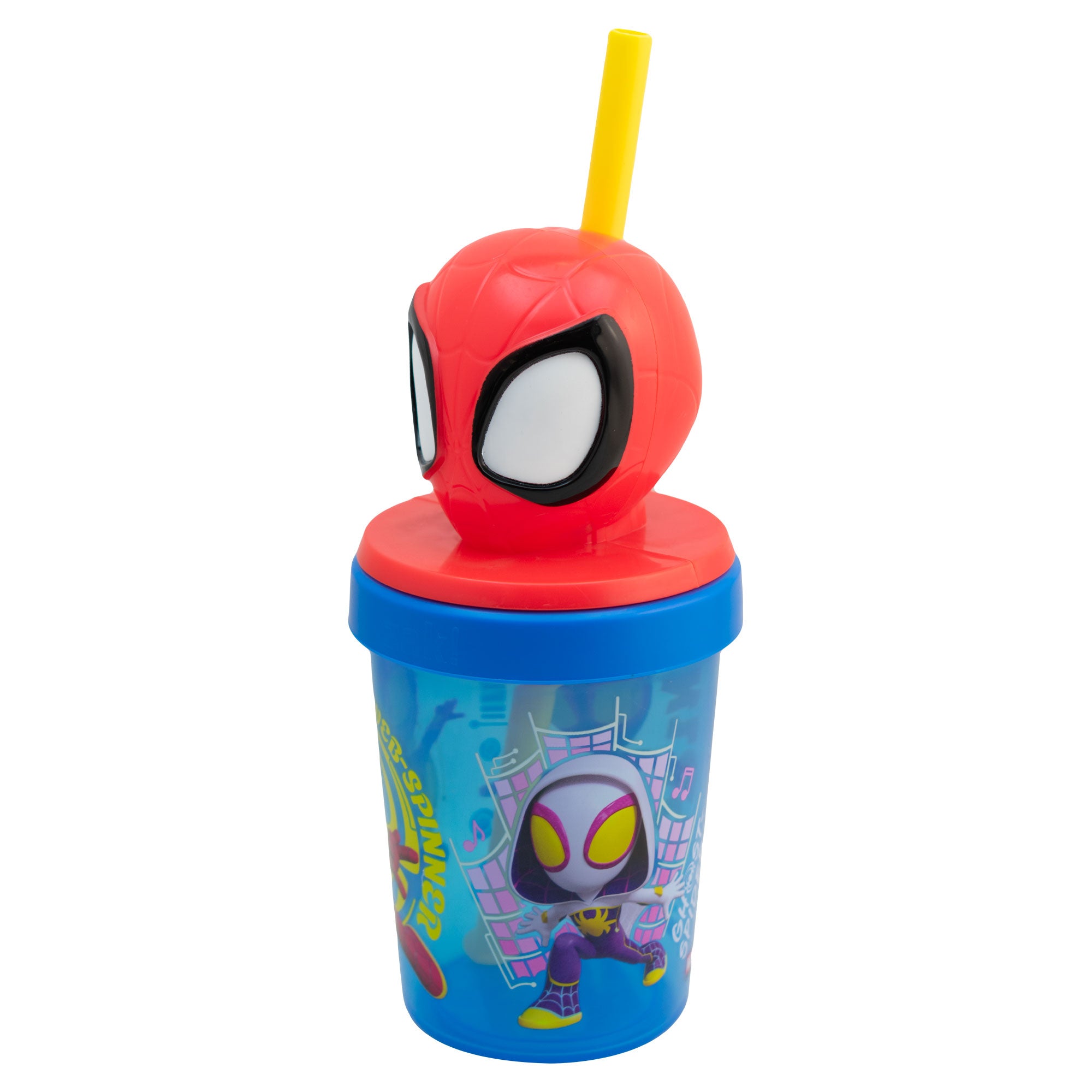 Vaso de Plástico con Tapa 3D y Popote Fun Kids Personajes Animados 384ml