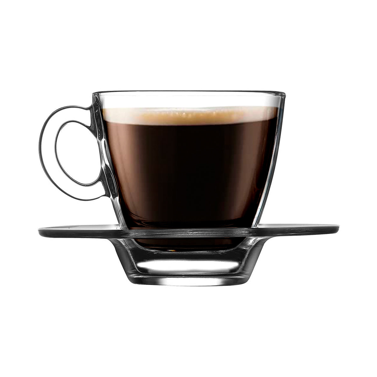 Taza de Vidrio Templado con Plato para Café Expresso Pasabahce 72ml