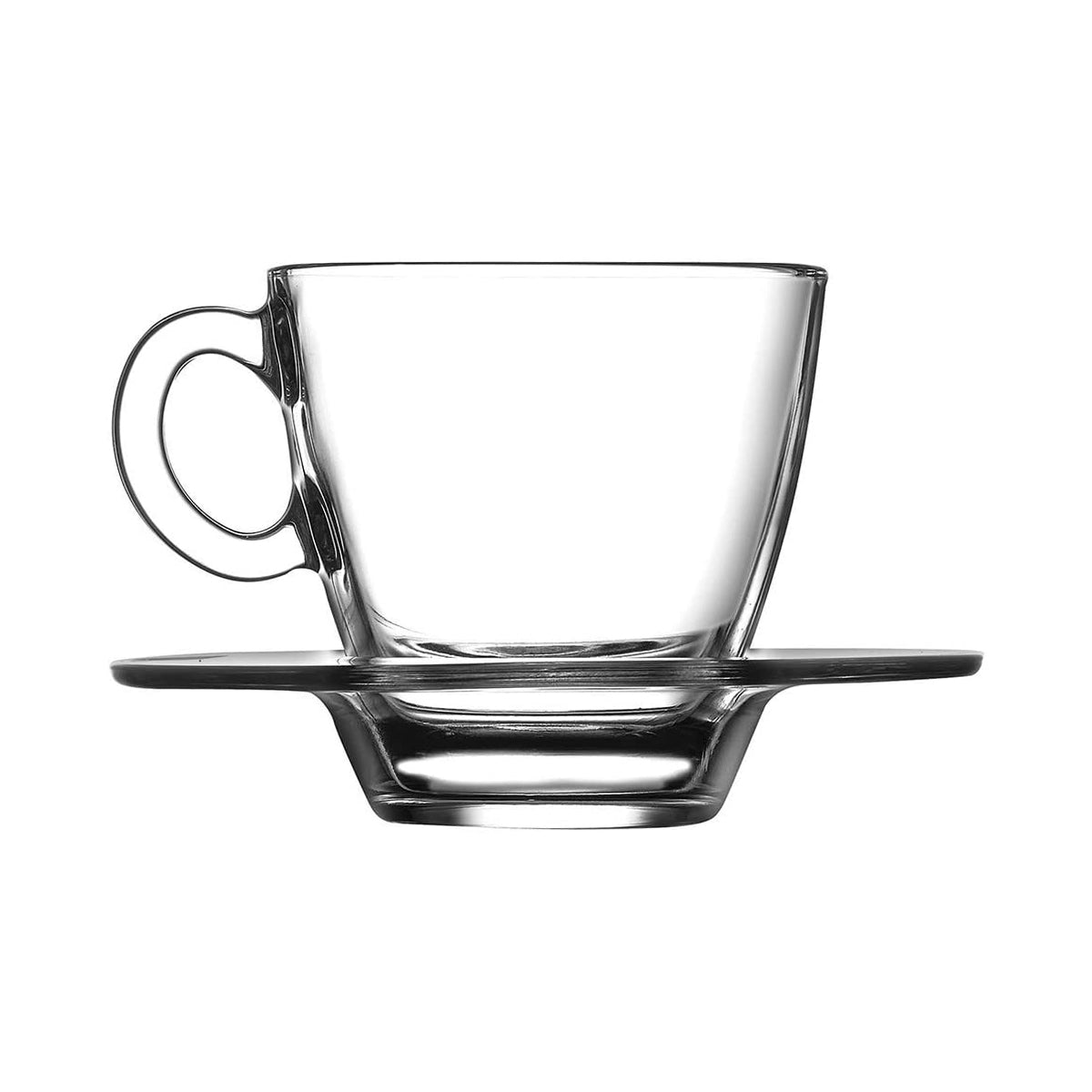 Juego de 6 Tazas de Vidrio Templado con Plato para Café Expresso Pasabahce 72ml