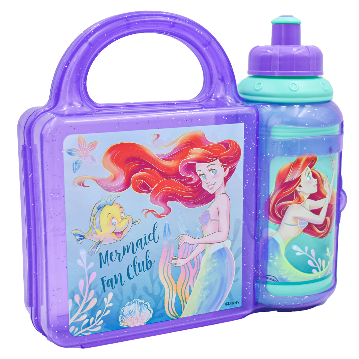 Lonchera de Plástico con Botella Fun Kids La Sirenita