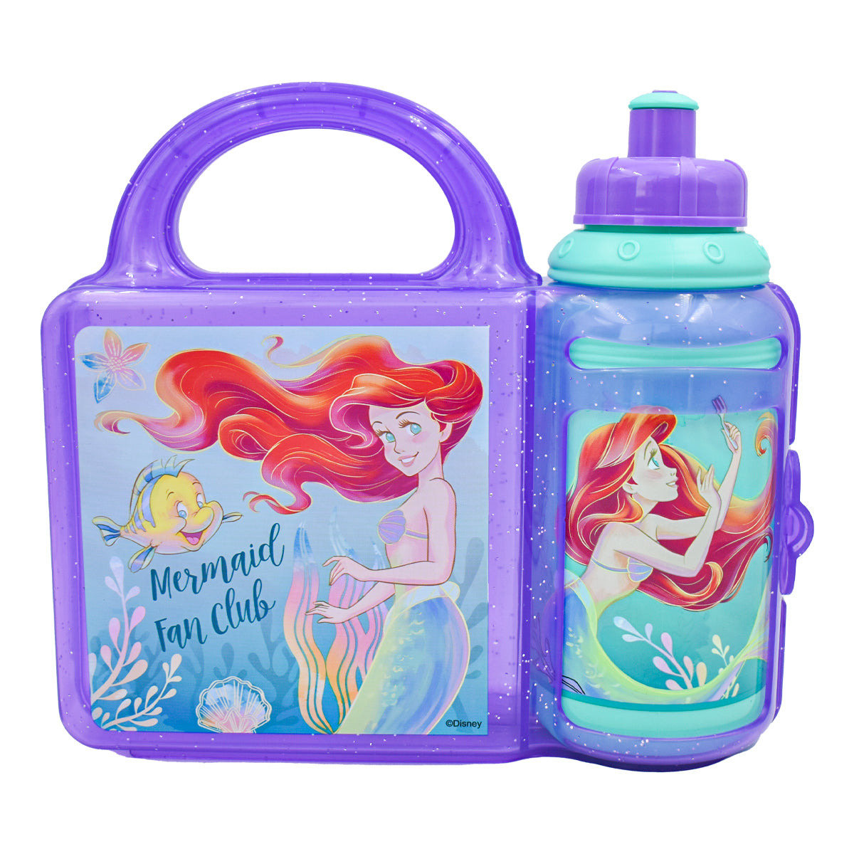 Lonchera de Plástico con Botella Fun Kids La Sirenita