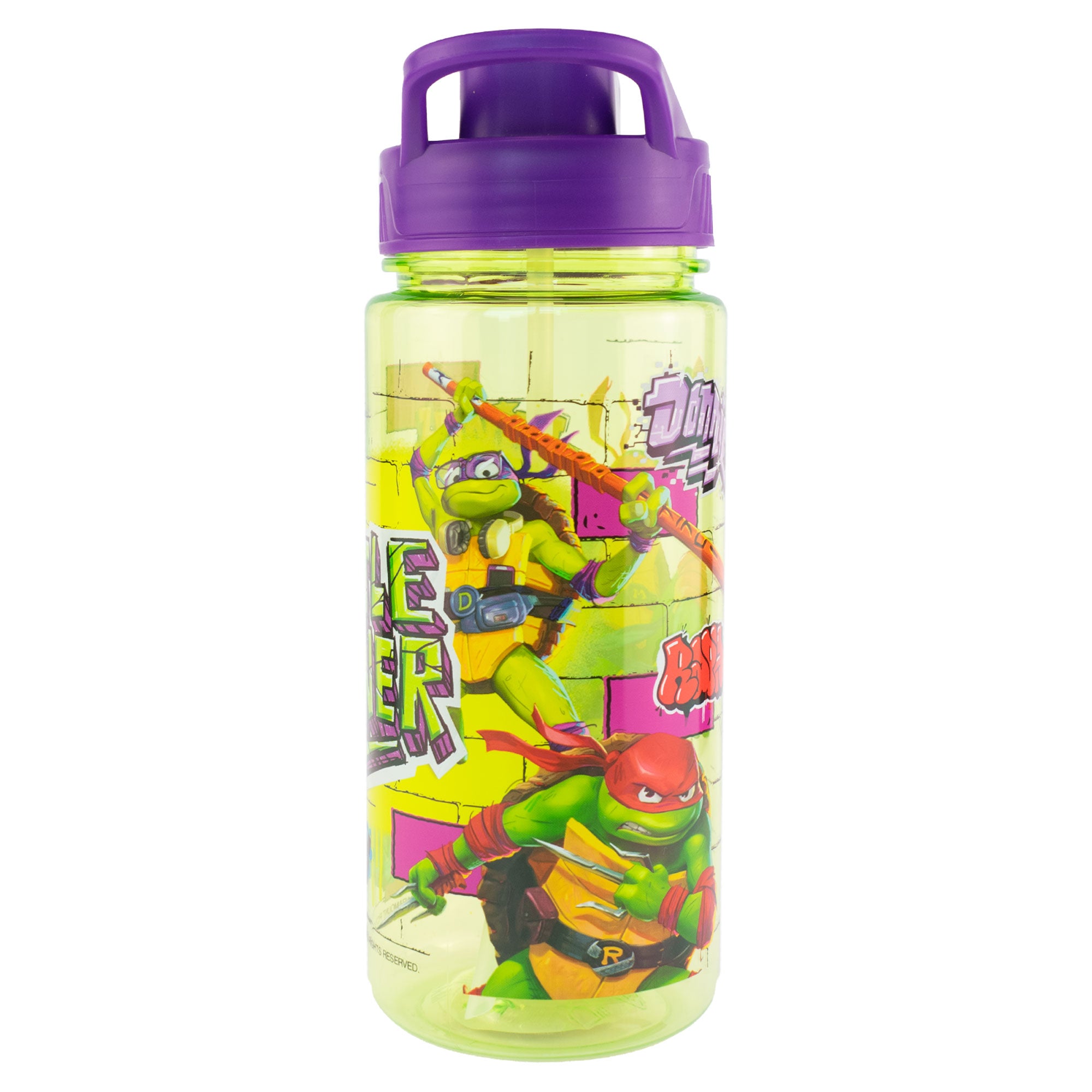 Botella de Plástico Con Popote Fun kids Las Tortugas Ninjas 550ml