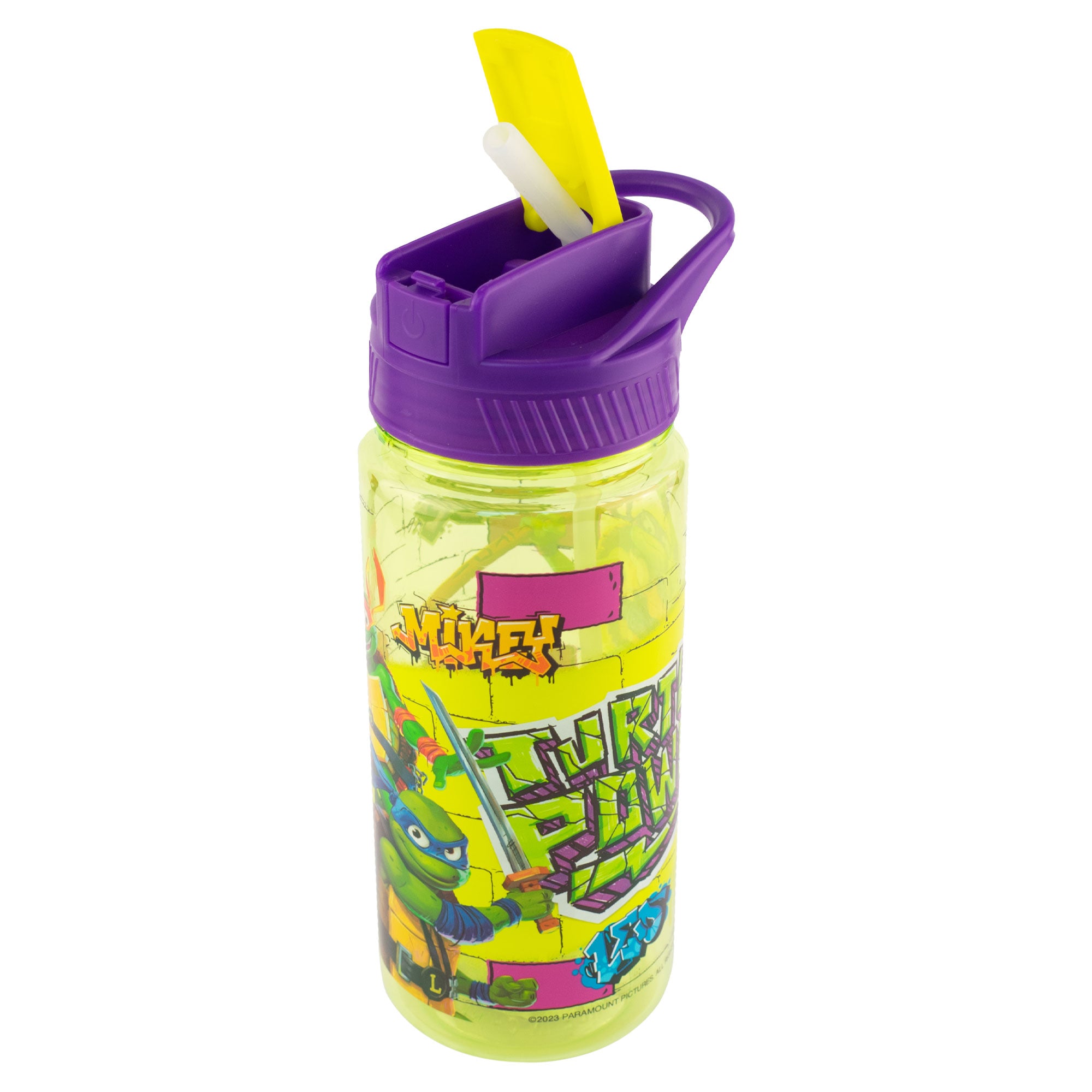 Botella de Plástico Con Popote Fun kids Las Tortugas Ninjas 550ml