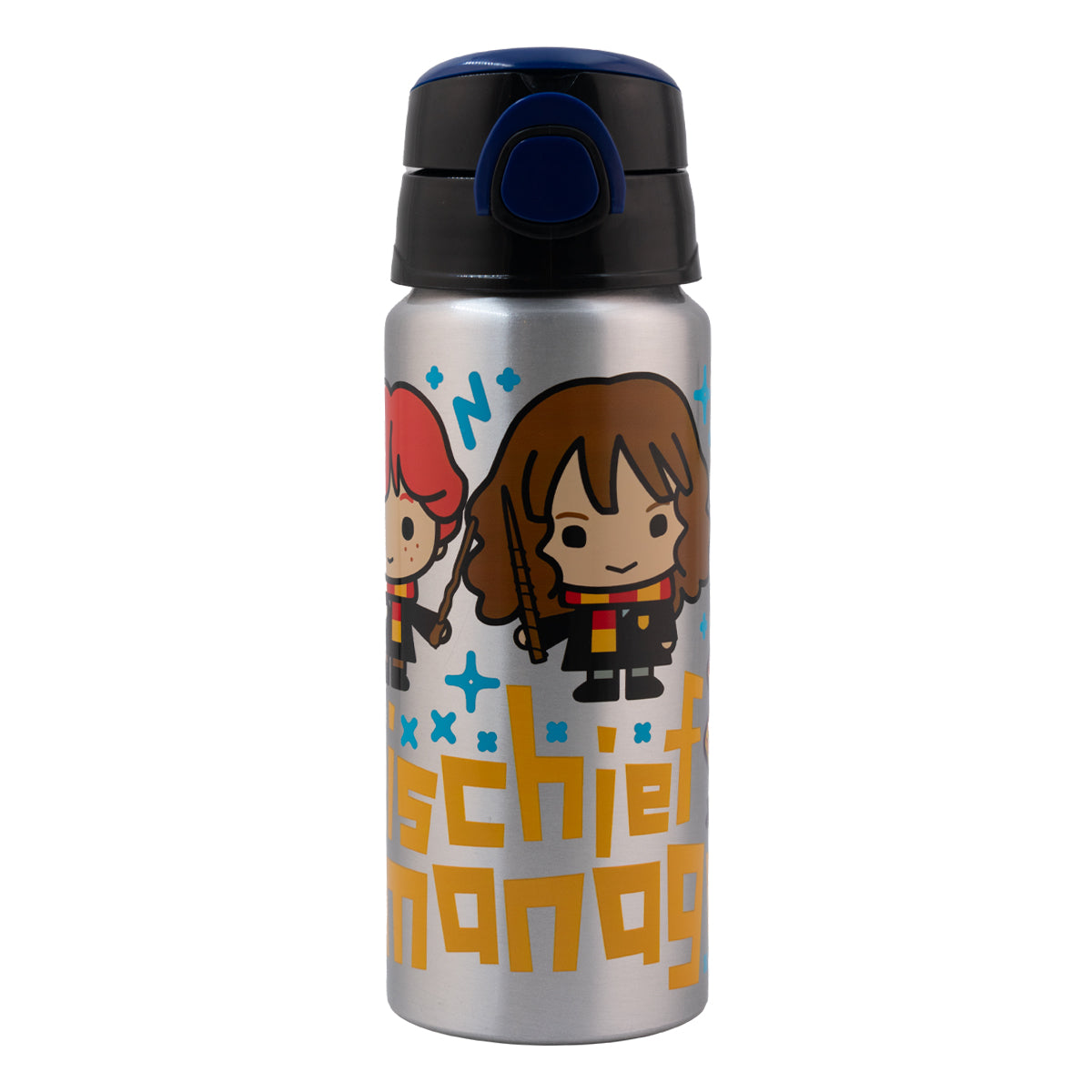 Botella de Aluminio con Botón y Popote Personajes Animados de Disney 600ml