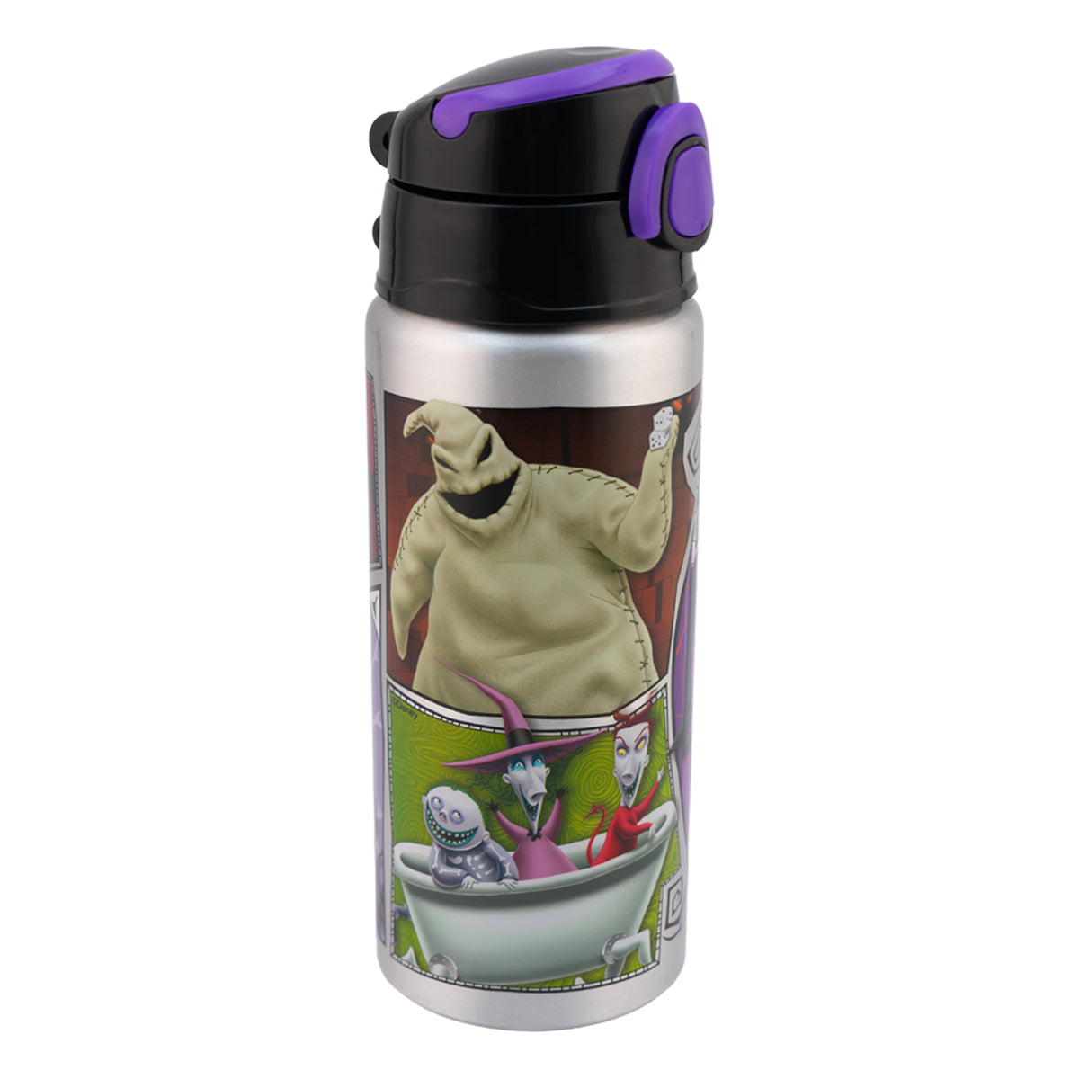 Botella de Aluminio con Botón y Popote Personajes Animados de Disney 600ml