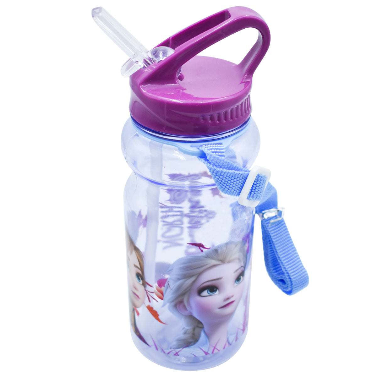 Botella De Plastico con Popote Disney Frozen Anna Elsa Olaf 500ml