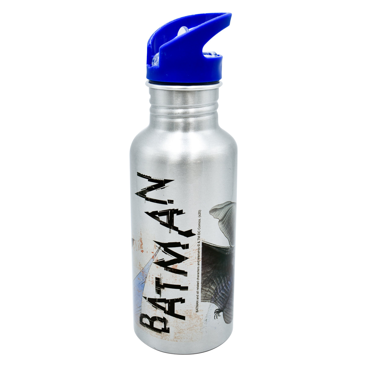 Botella con popote y Agarradera Fun Kids Batman Aluminio 600ml