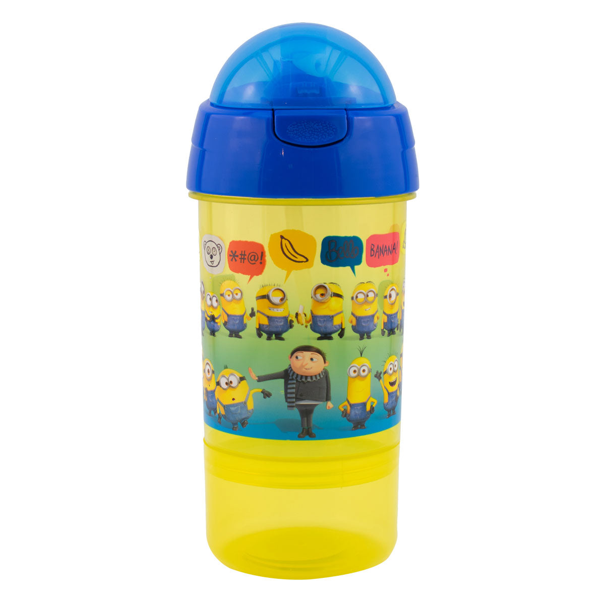 Botella de Plástico Infantil Fun Kids Minions Incluye Contenedor para Snacks 500ml