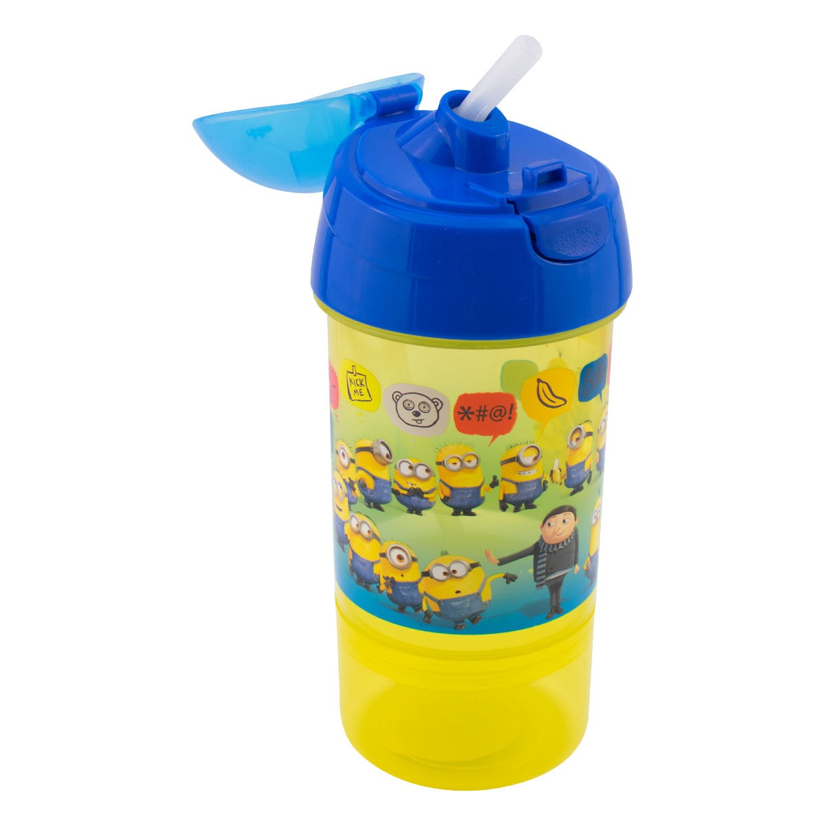 Botella de Plástico Infantil Fun Kids Minions Incluye Contenedor para Snacks 500ml