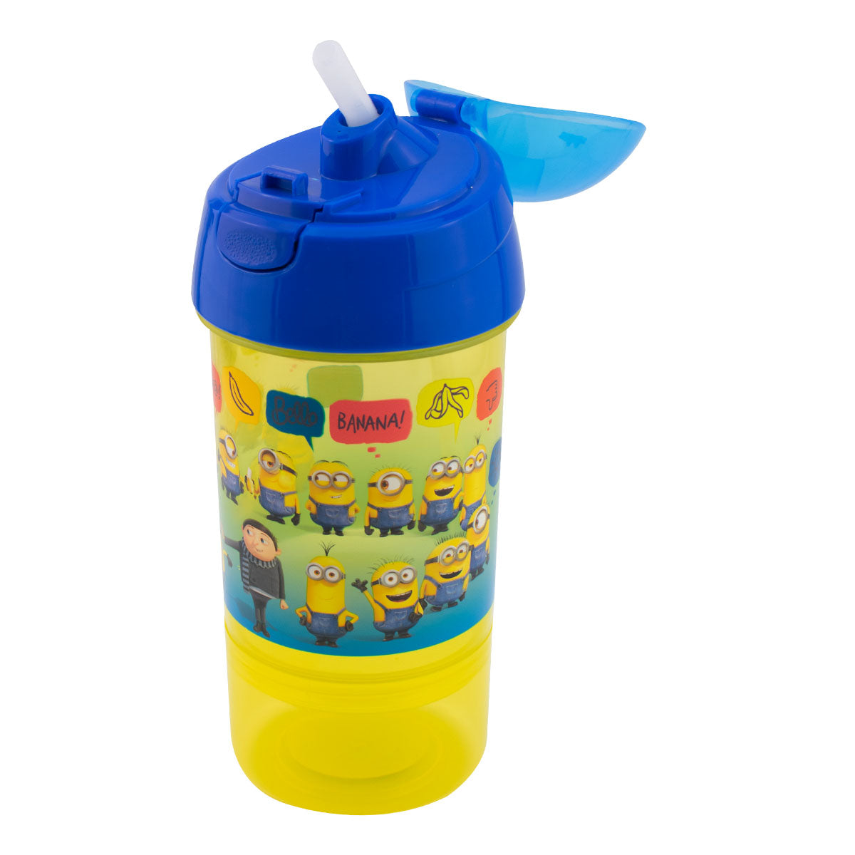 Botella de Plástico Infantil Fun Kids Minions Incluye Contenedor para Snacks 500ml