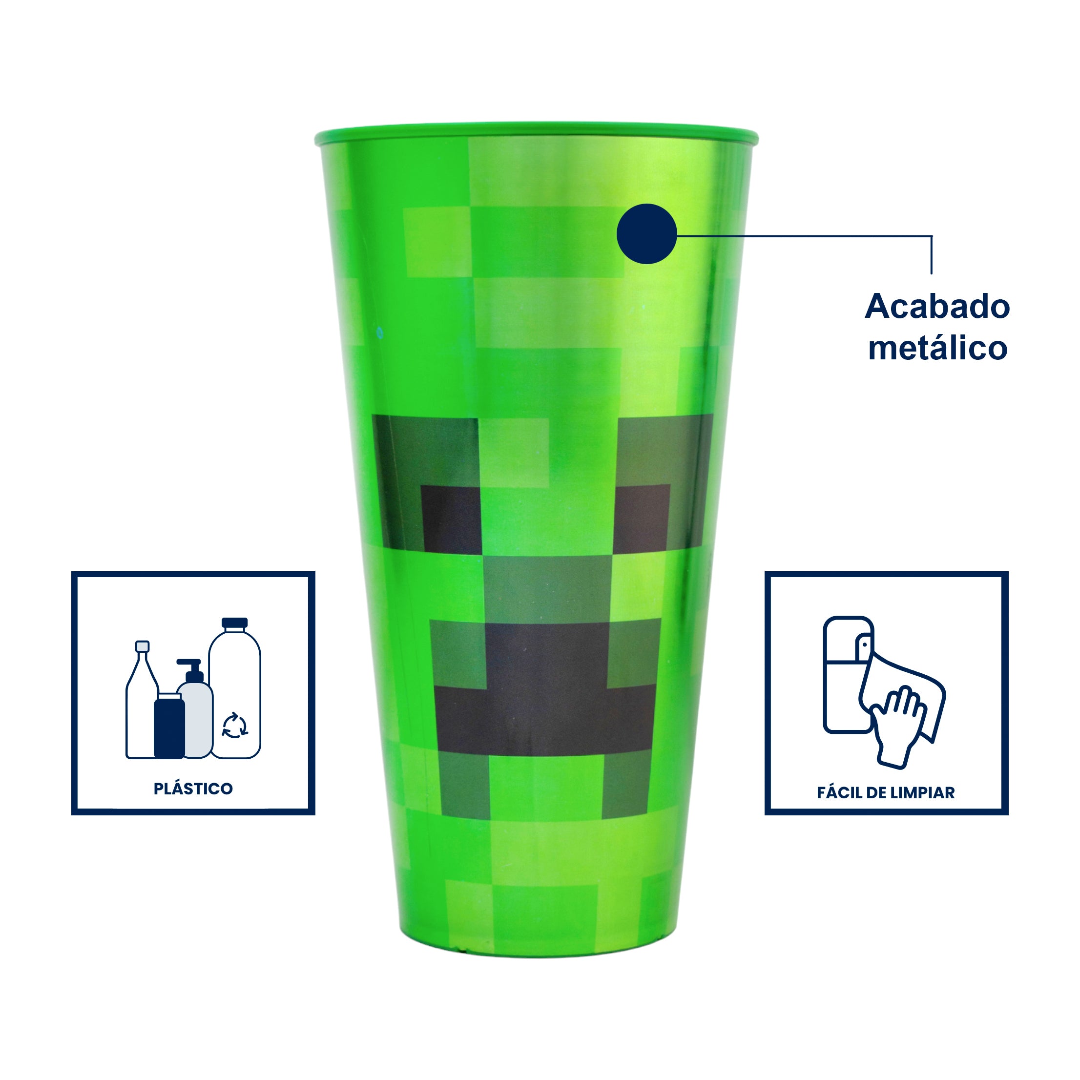 Vaso de Plástico Metalizado Minecraft 700ml