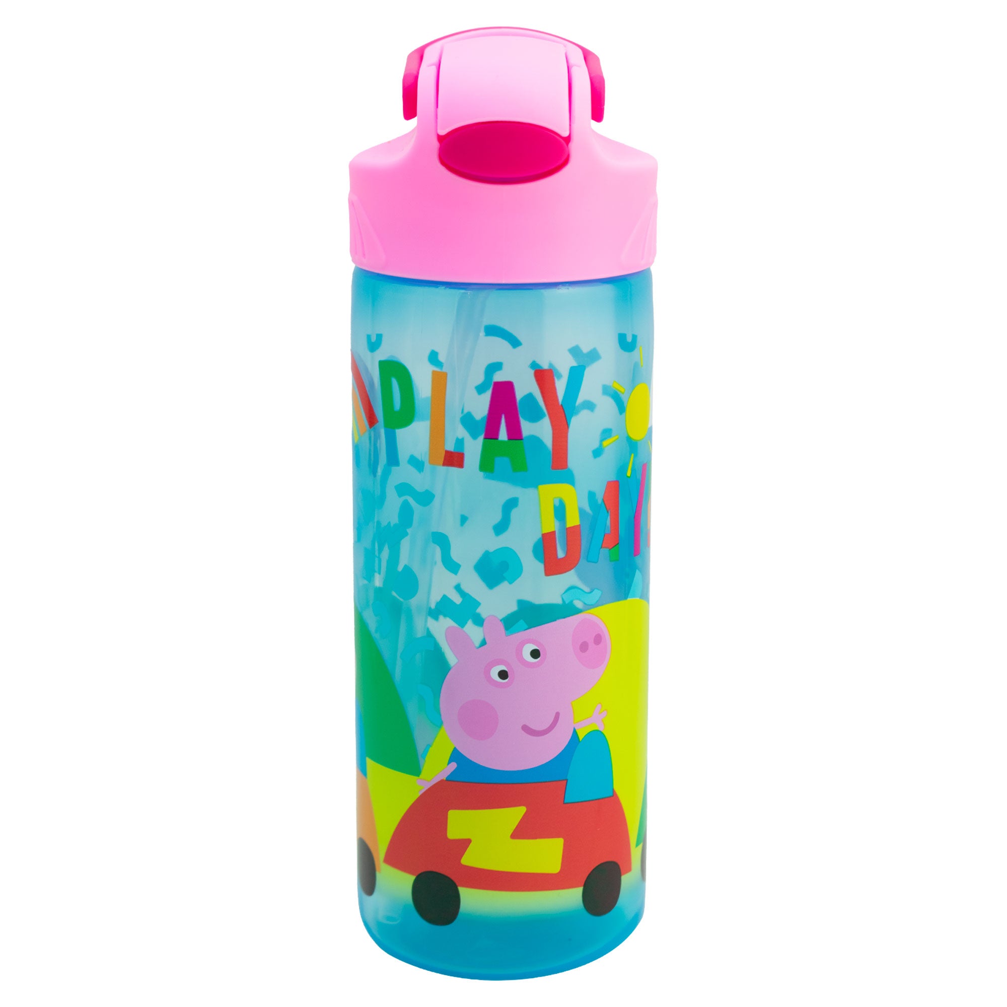 Botella de Plástico con Funda y Tapa Pushup Personajes Animados 600ml