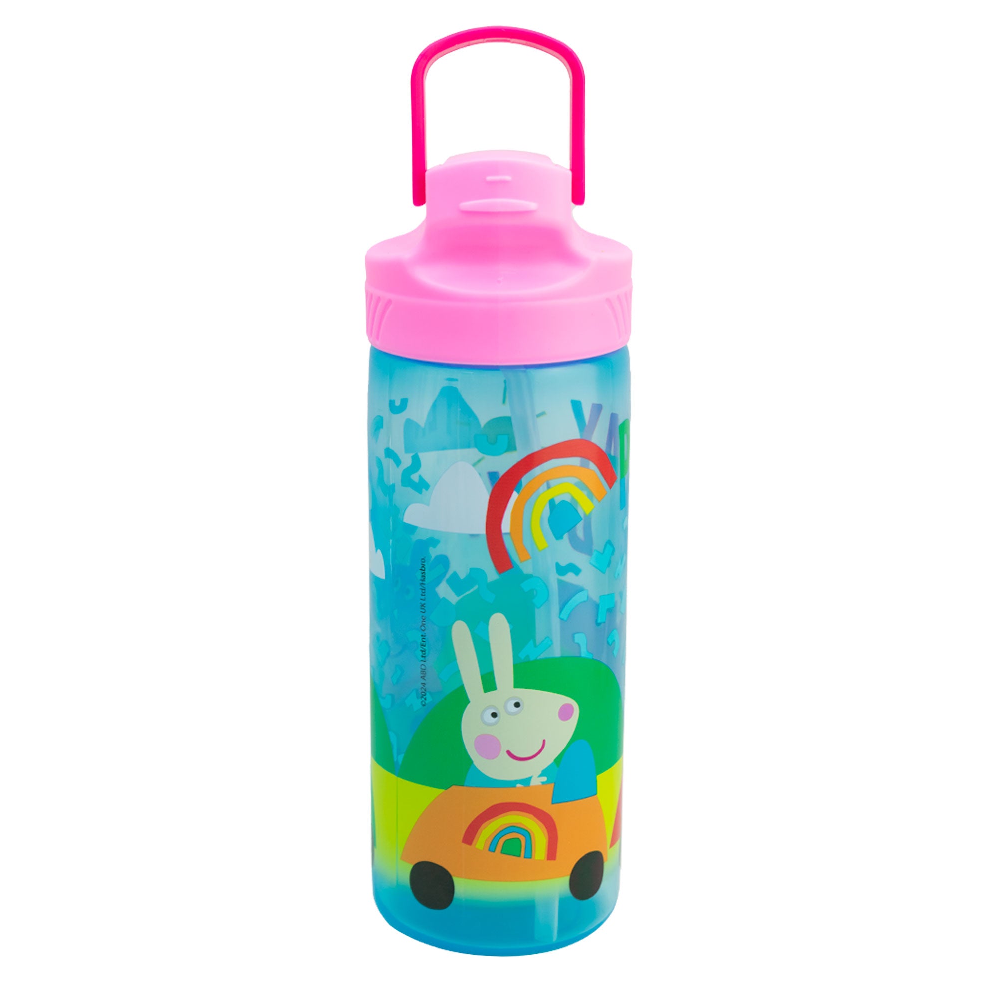 Botella de Plástico con Funda y Tapa Pushup Personajes Animados 600ml