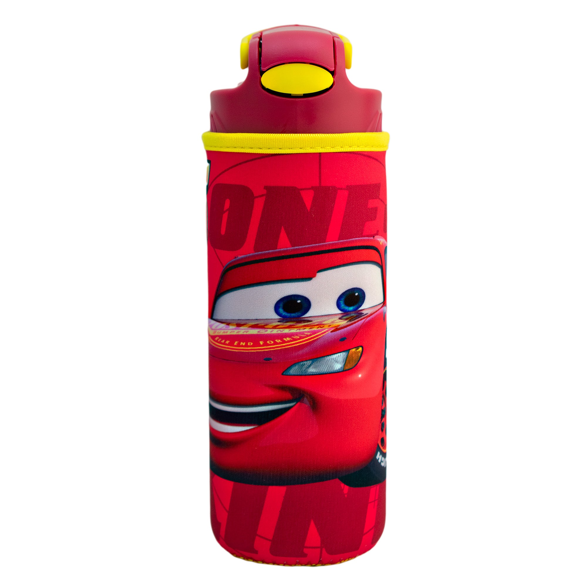 Botella de Plástico con Funda y Tapa Pushup Personajes Animados 600ml