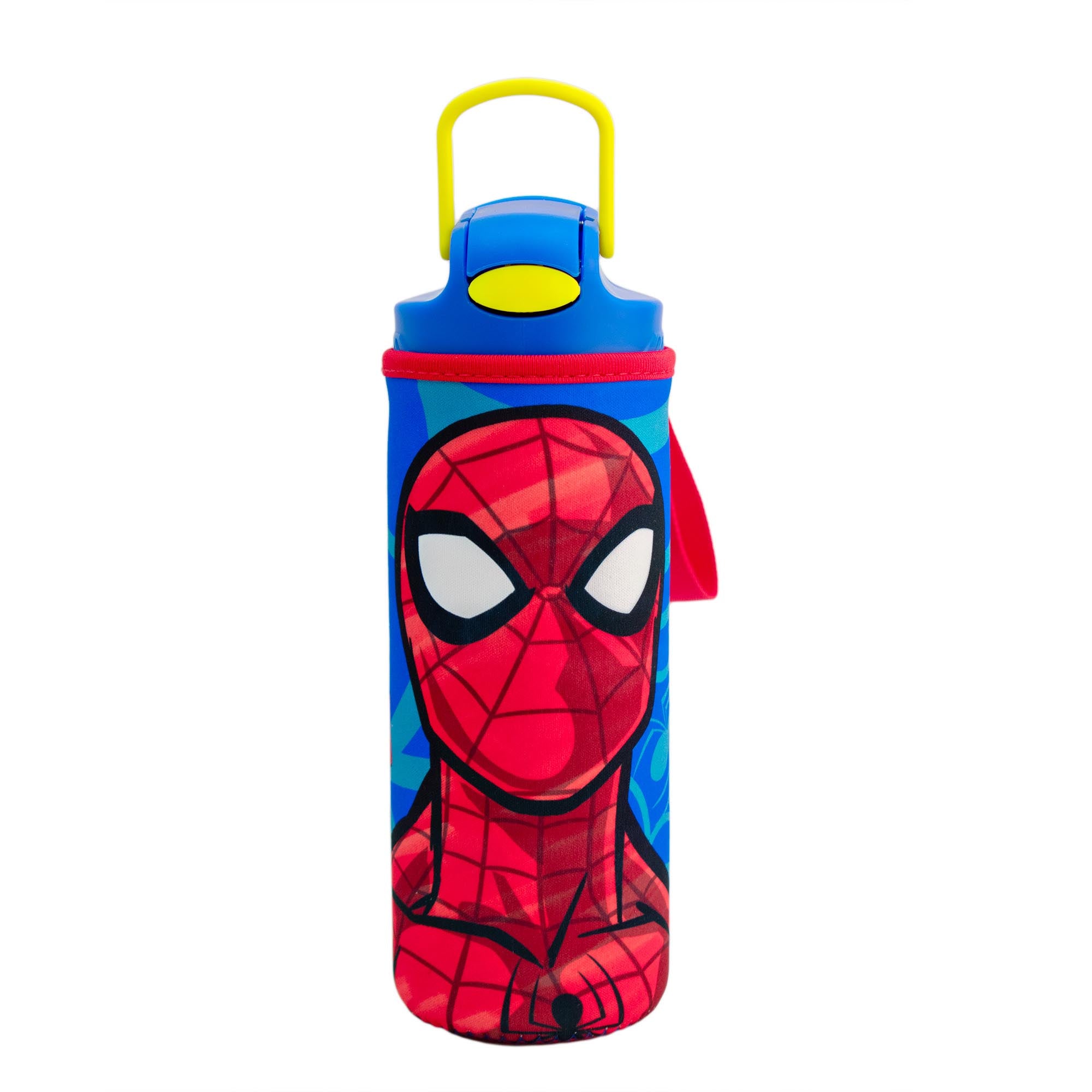 Botella de Plástico con Funda y Tapa Pushup Personajes Animados 600ml