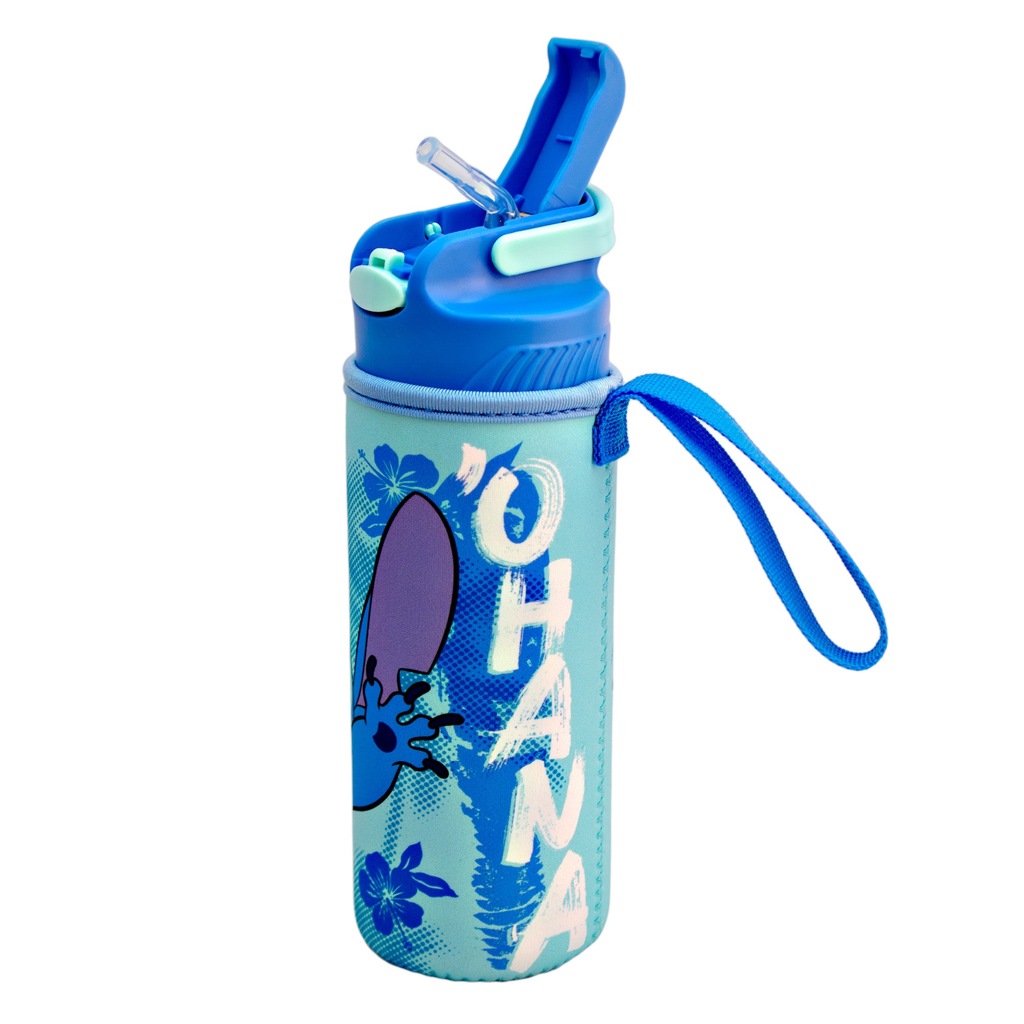 Botella de Plástico con Funda y Tapa Pushup Personajes Animados 600ml