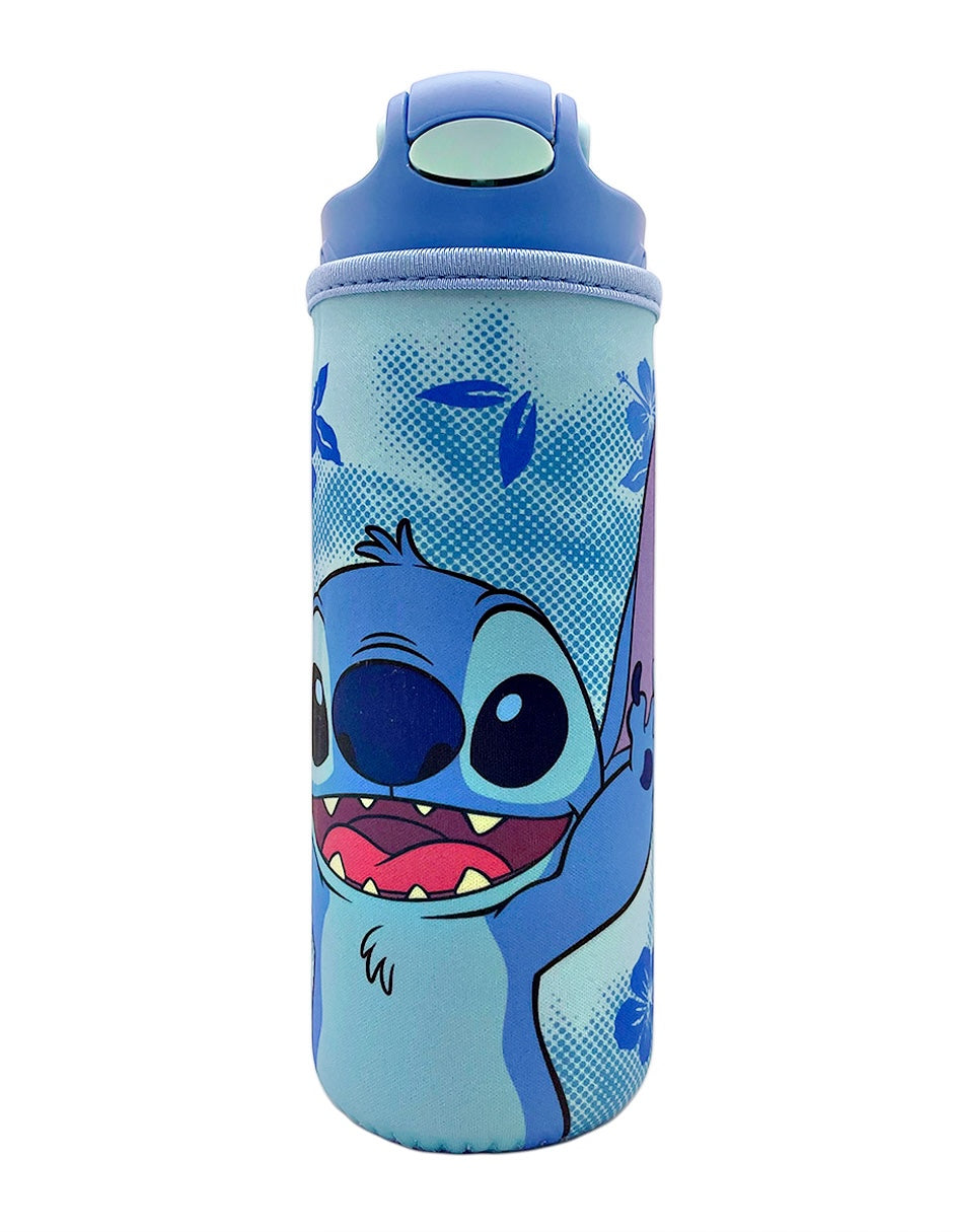 Botella de Plástico con Funda y Tapa Pushup Personajes Animados 600ml