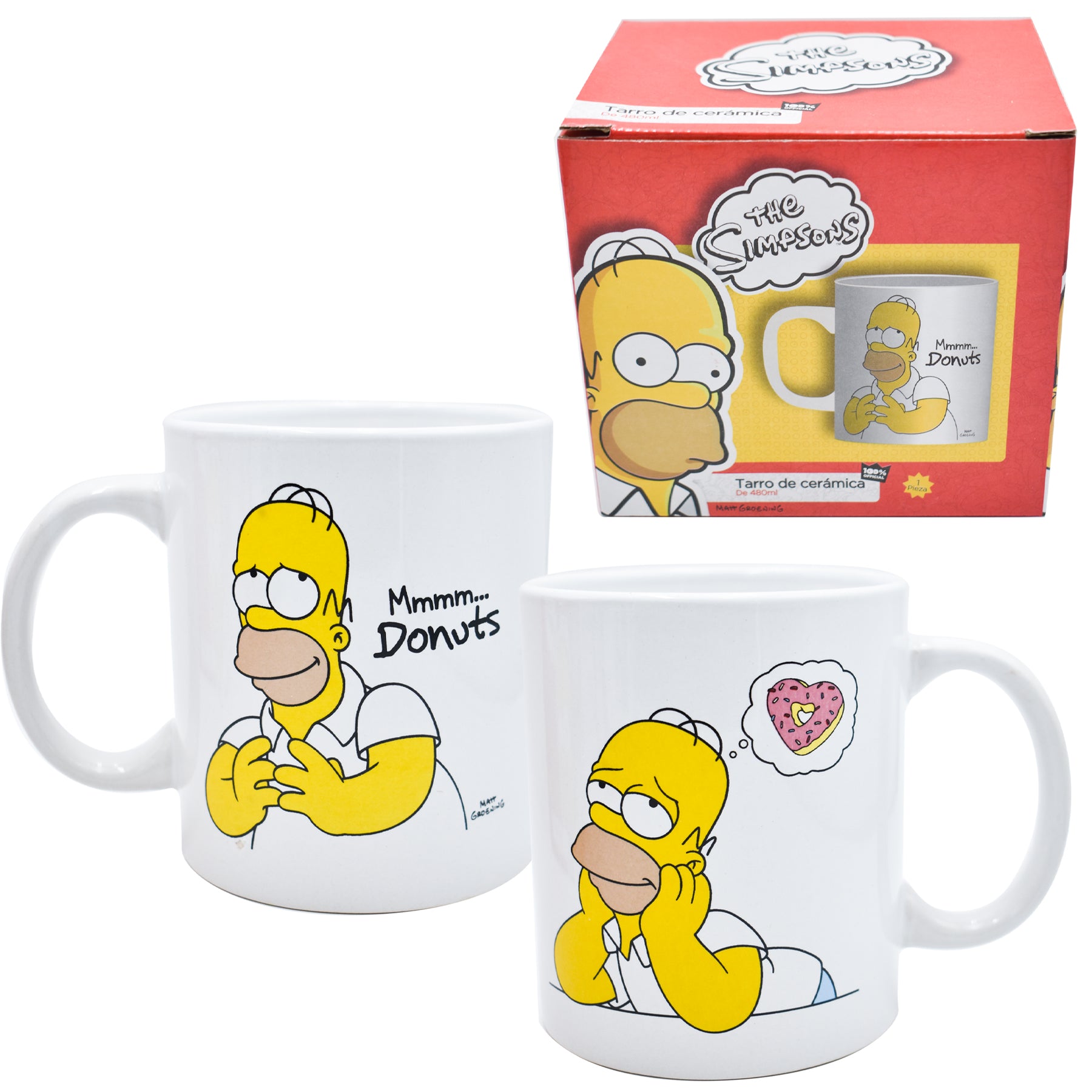 Taza Jumbo Blanca con Caja de Regalo Fun kids Disney Los Simpson Homero Ceramica 480ml