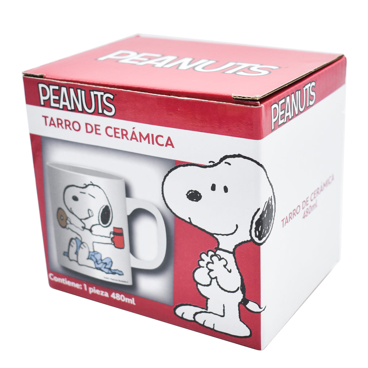 Taza Grande Blanca con Caja Regalo Fun Kids Peanuts Snoopy Cerámica 480ml