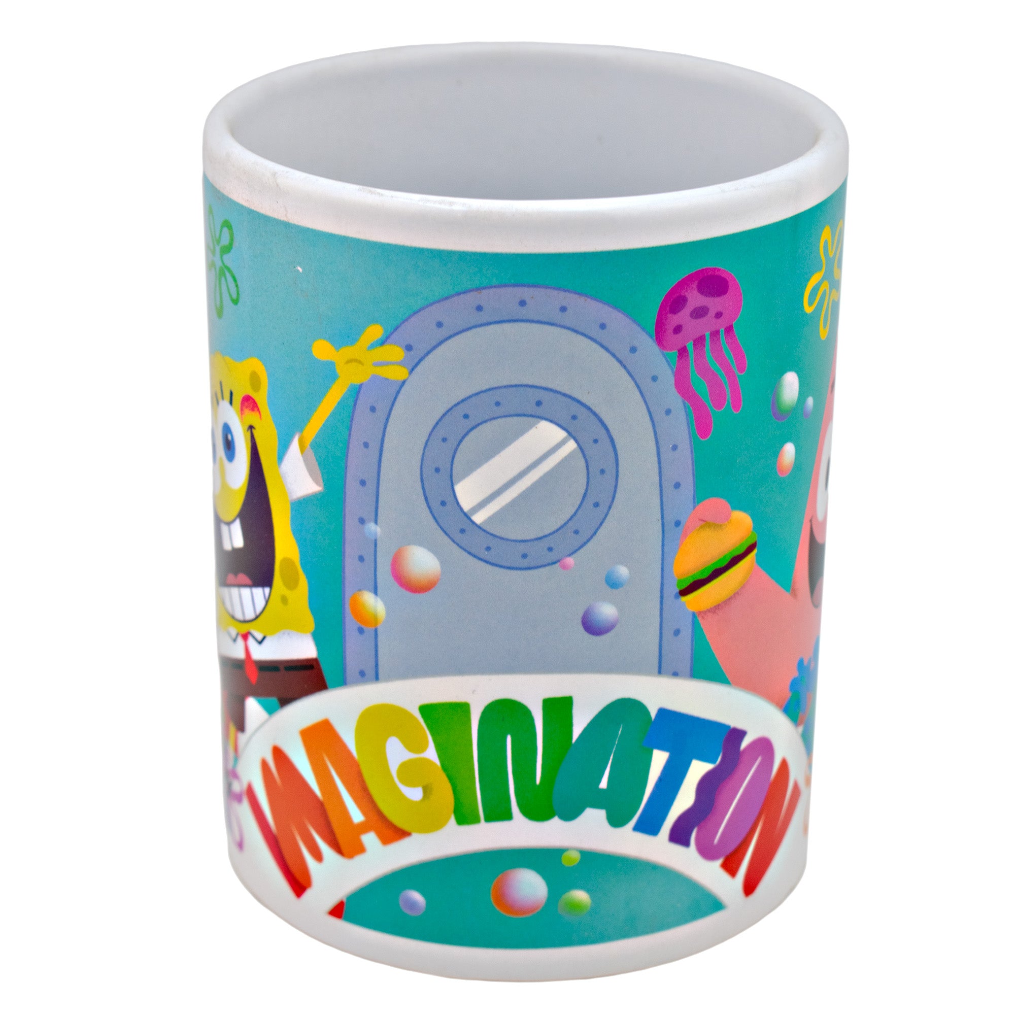 Taza Blanca con Caja de Regalo Fun Kids Nickelodeon Bob Esponja Romero Britto Ceramica 473ml