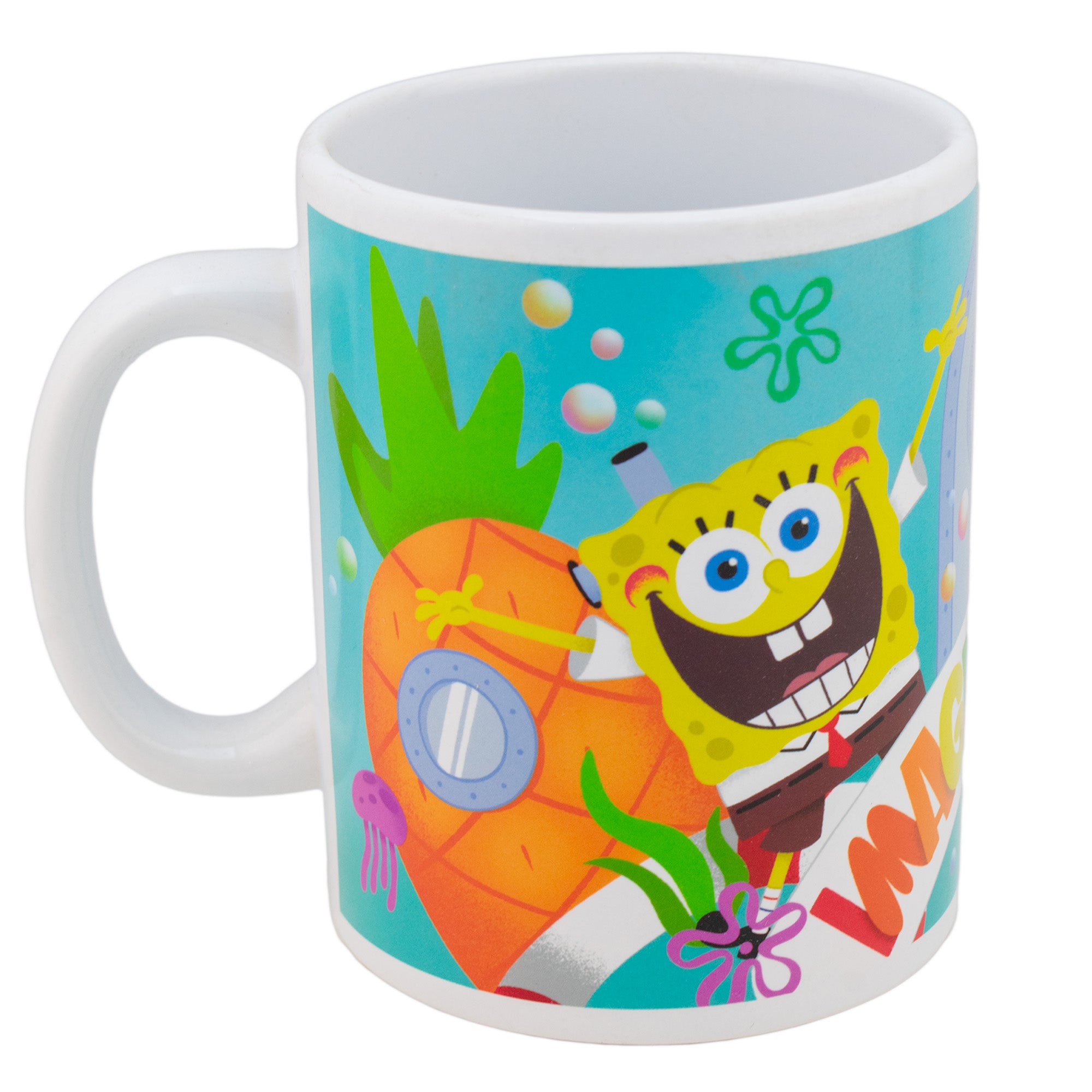Taza Blanca con Caja de Regalo Fun Kids Nickelodeon Bob Esponja Romero Britto Ceramica 473ml