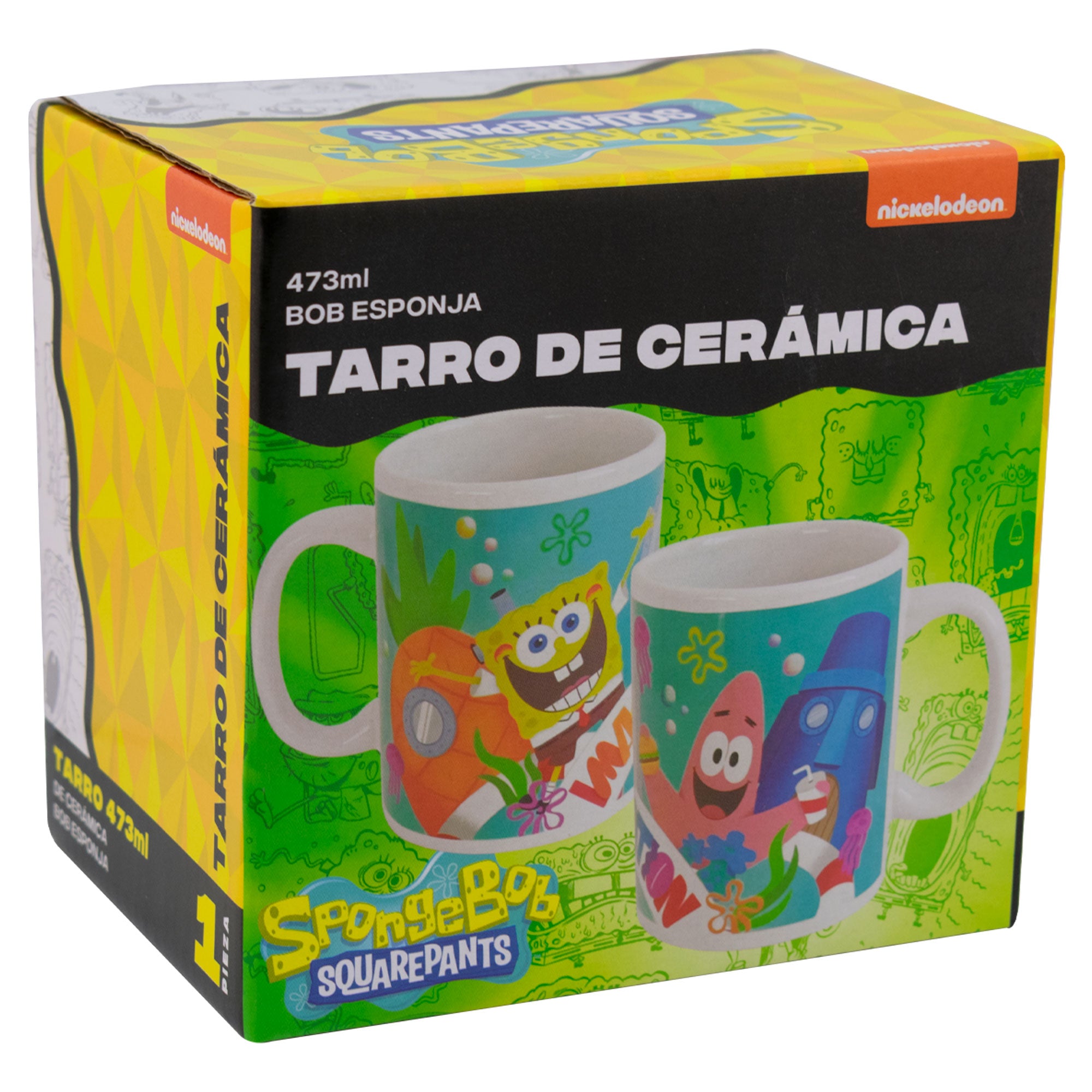 Taza Blanca con Caja de Regalo Fun Kids Nickelodeon Bob Esponja Romero Britto Ceramica 473ml