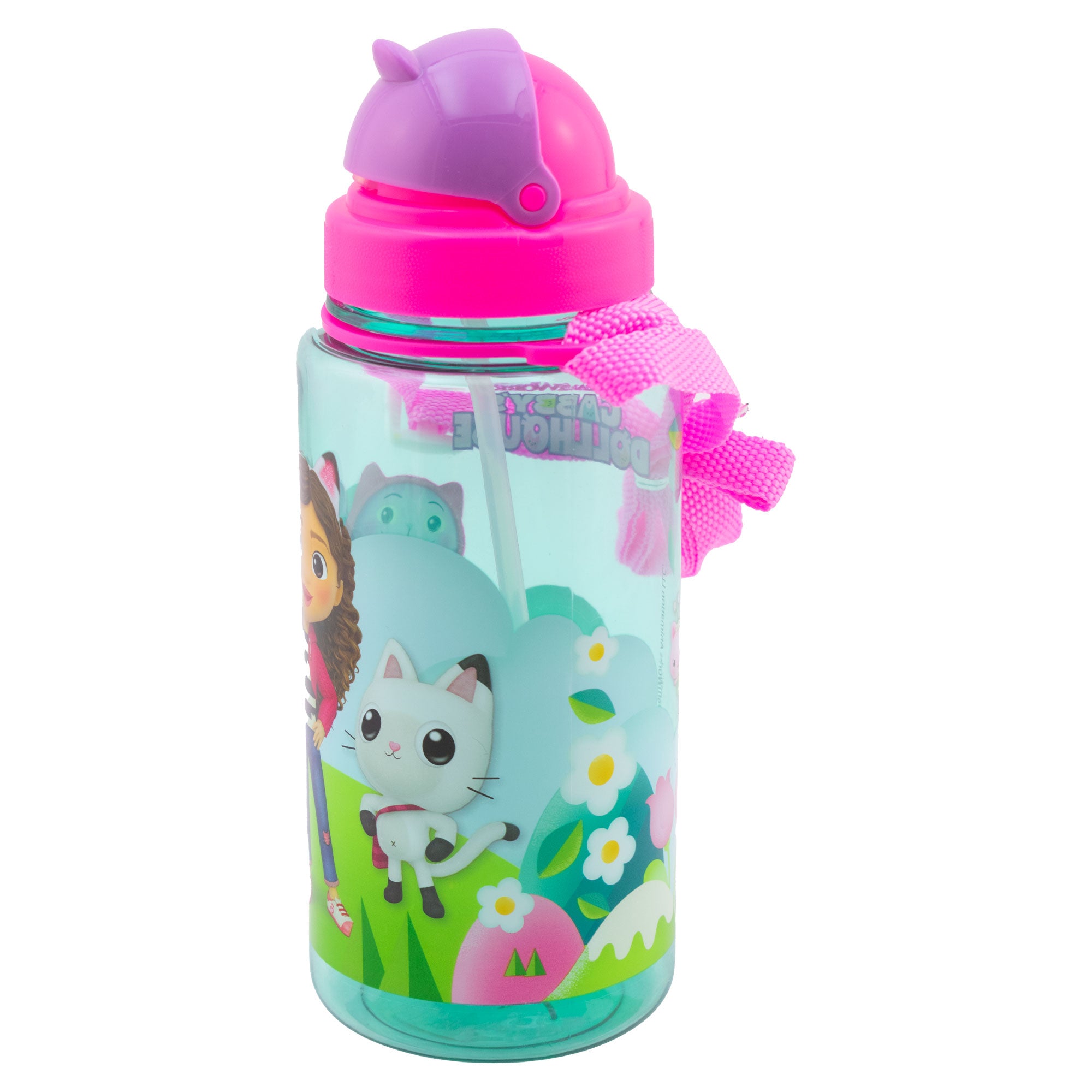 Botella De Plástico Con Popote Gabby Doll House 450ml