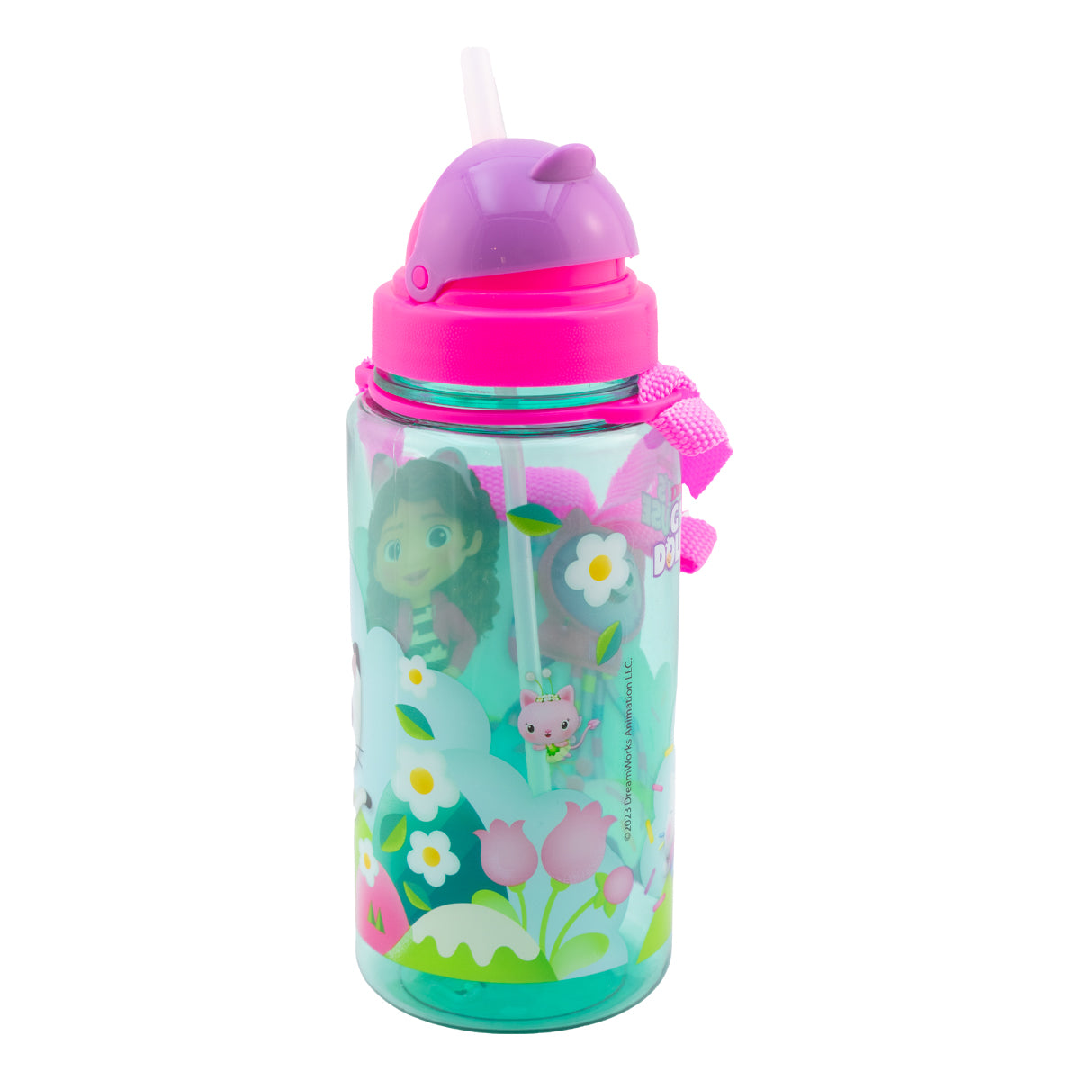 Botella De Plástico Con Popote Gabby Doll House 450ml