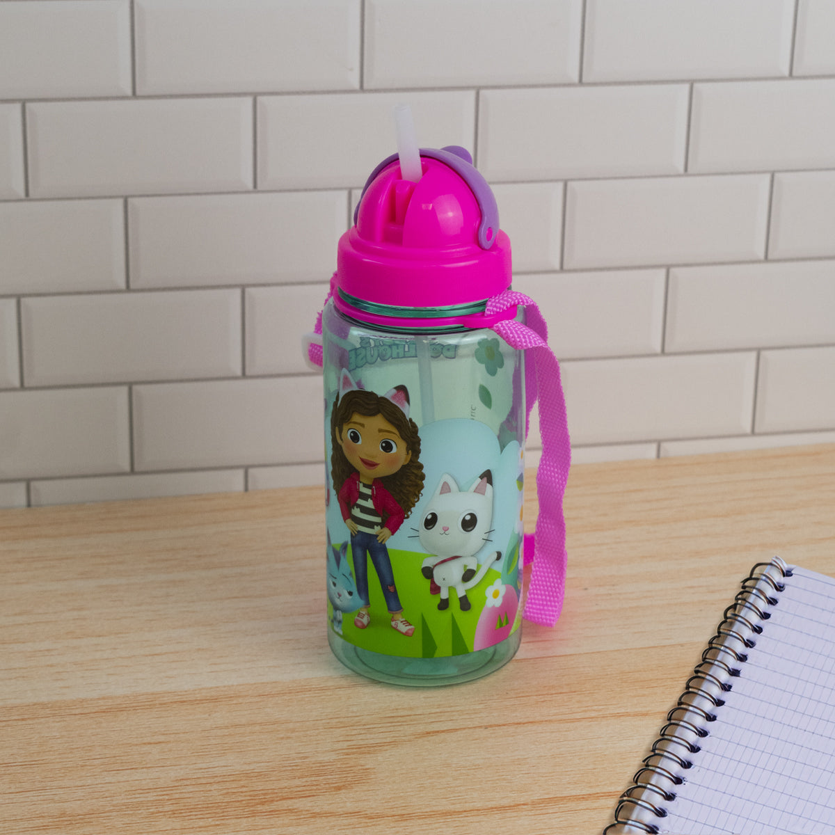 Botella De Plástico Con Popote Gabby Doll House 450ml