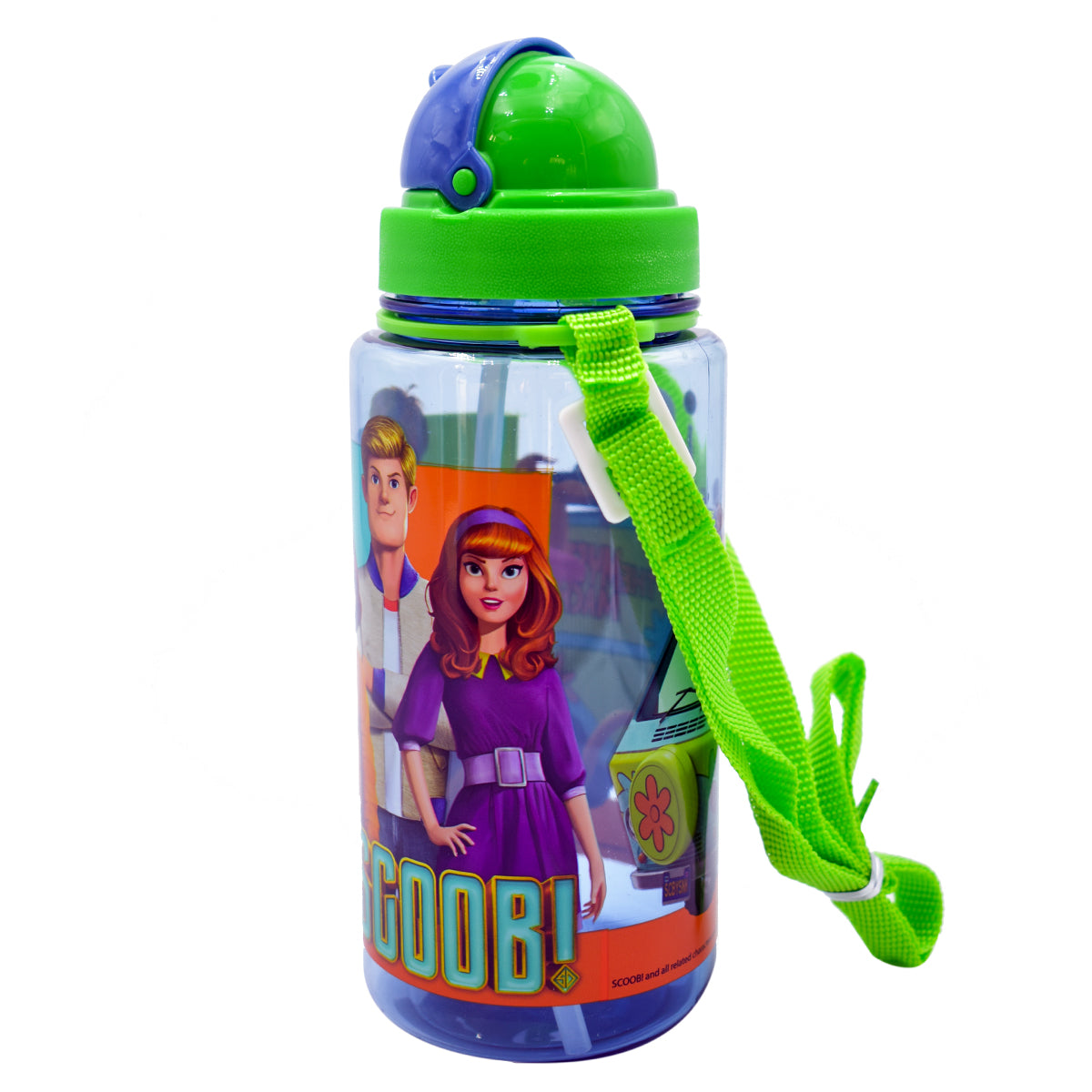 Botella Cantiplora con Correa Ajustable y Popote Fun Kids Wraner Bros. Scooby Doo & Amigos Plastico 550ml