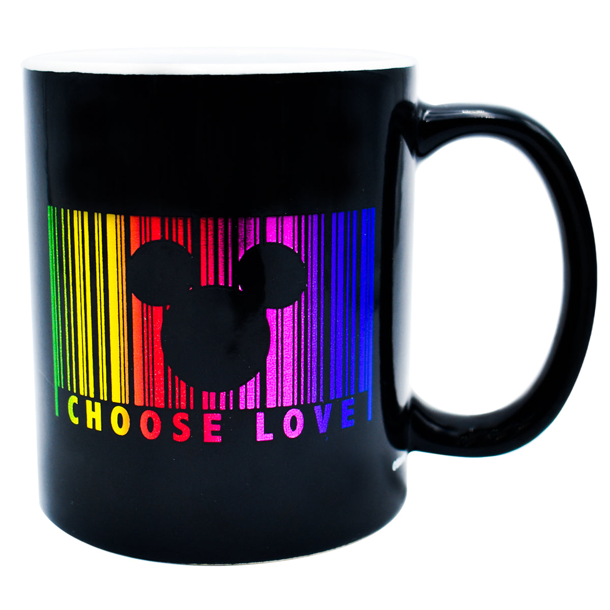 Taza Cerámica Disney Mickey Pride Lgbt Love Bar Code 325ml