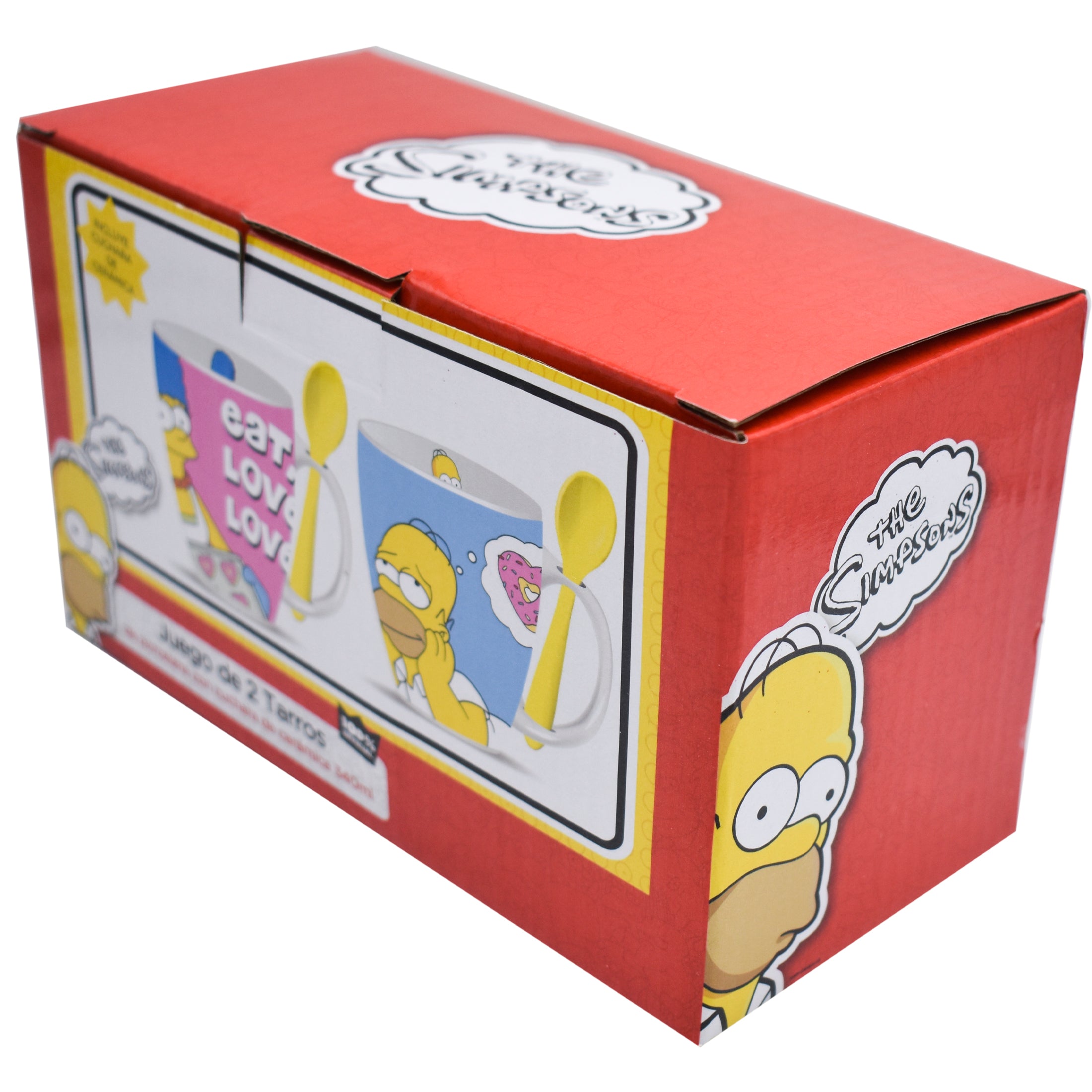 Juego de 2 Tazas de Cerámica con Cuchara Fun kids Disney Los Simpson Homero & Marge 340ml