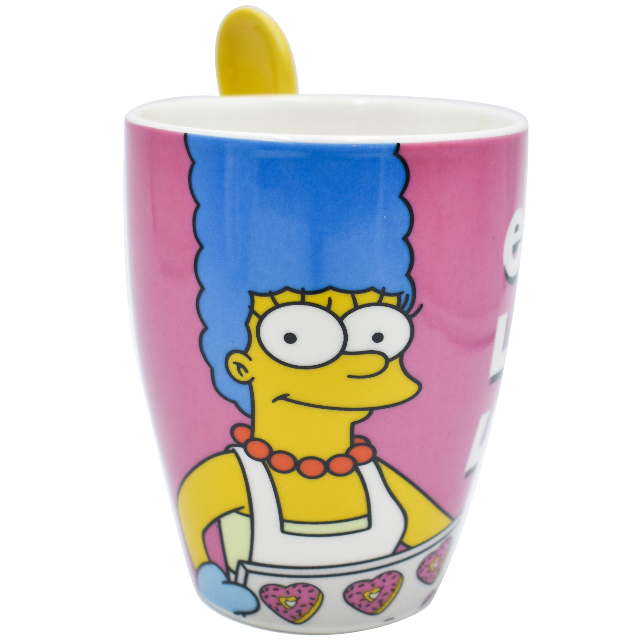 Set Juego Tazas Con Cucharas Fun kids Disney Los Simpson Homero & Marge Ceramica 340ml 2 pzas