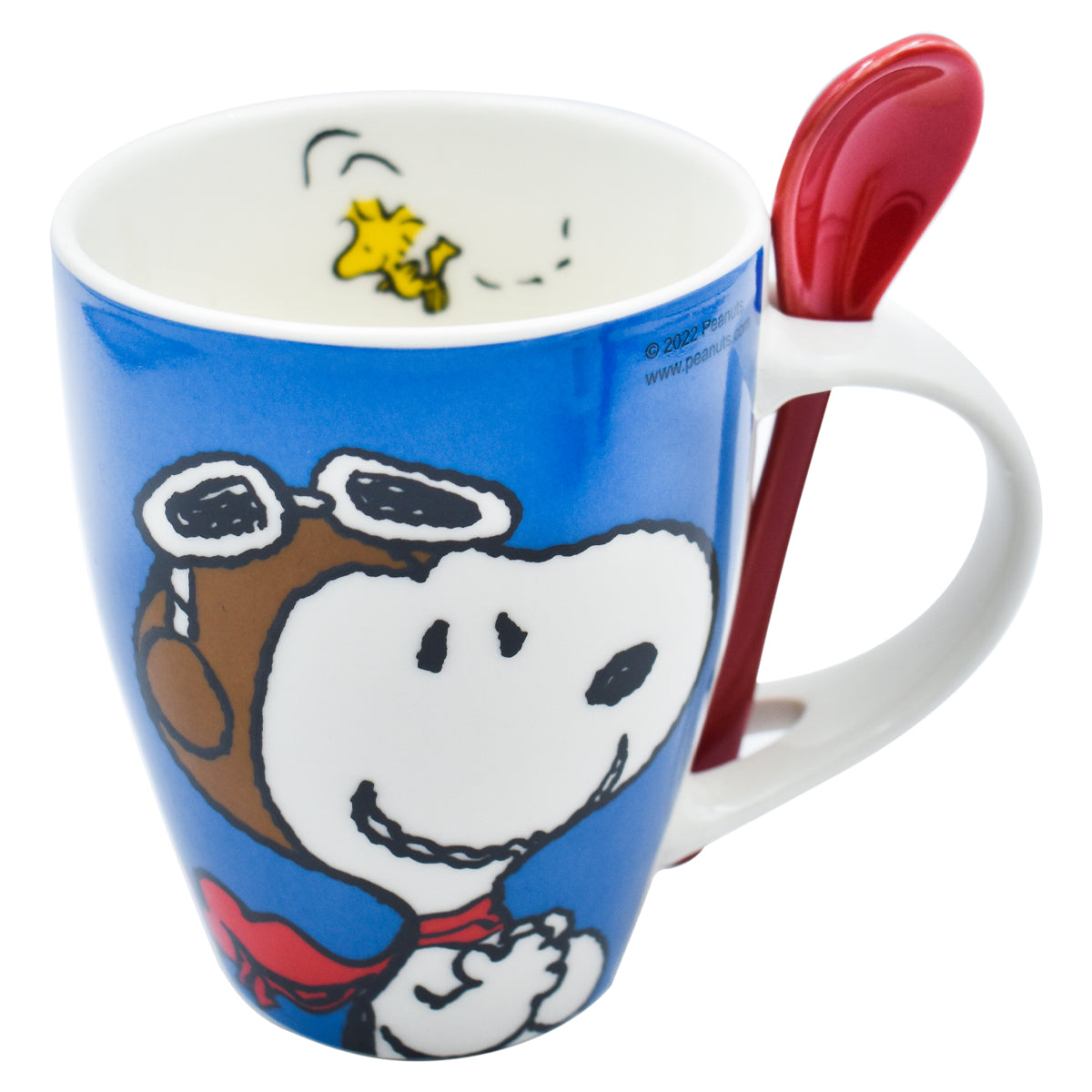 Set Juego Tazas con Cucharas Fun Kids Peanust Charlie Brown & Snoopy Ceramica 310ml 2 pzas