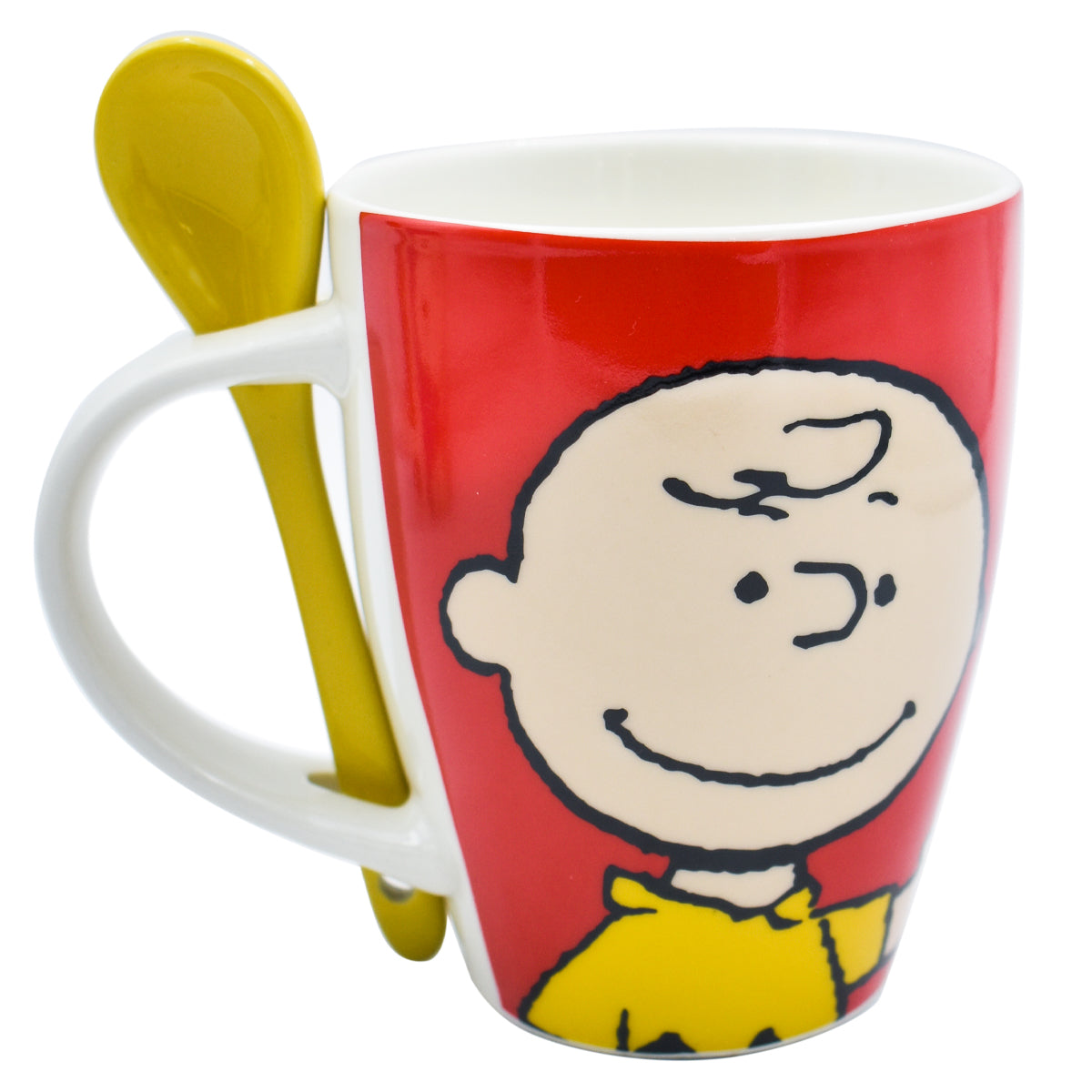 Set Juego Tazas con Cucharas Fun Kids Peanust Charlie Brown & Snoopy Ceramica 310ml 2 pzas