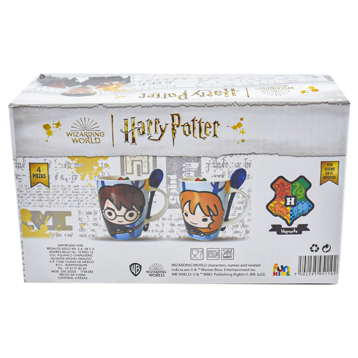 Set Juego Tazas con Cuchara Fun Kids Warner Bros Harry Potter & Hermione Granger Porcelana 310ml