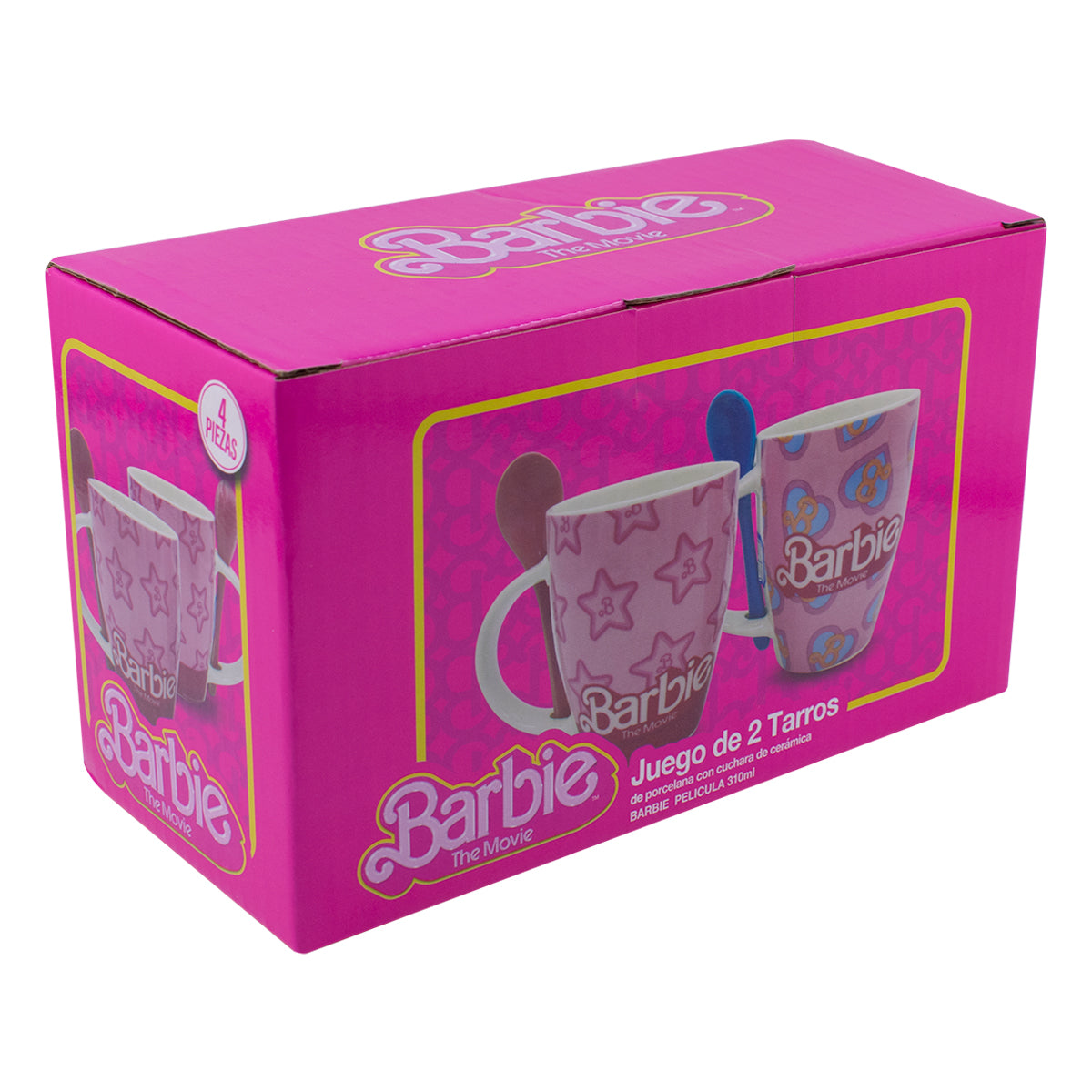 Juego de 2 Tazas De Porcelana Con Cuchara Fun Kids Barbie La Película 310ml