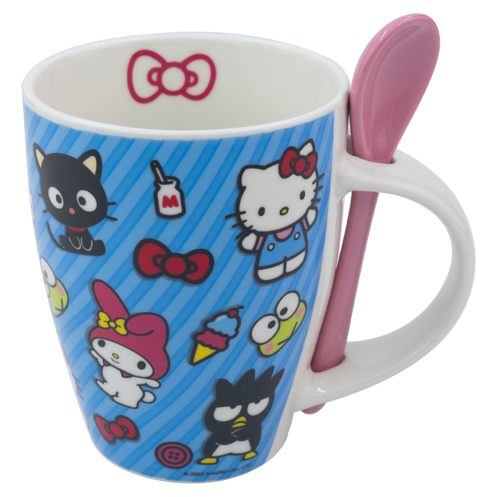 Juego de 2 Tazas De Porcelana Con Cuchara Hello Kitty Sanrio 310ml