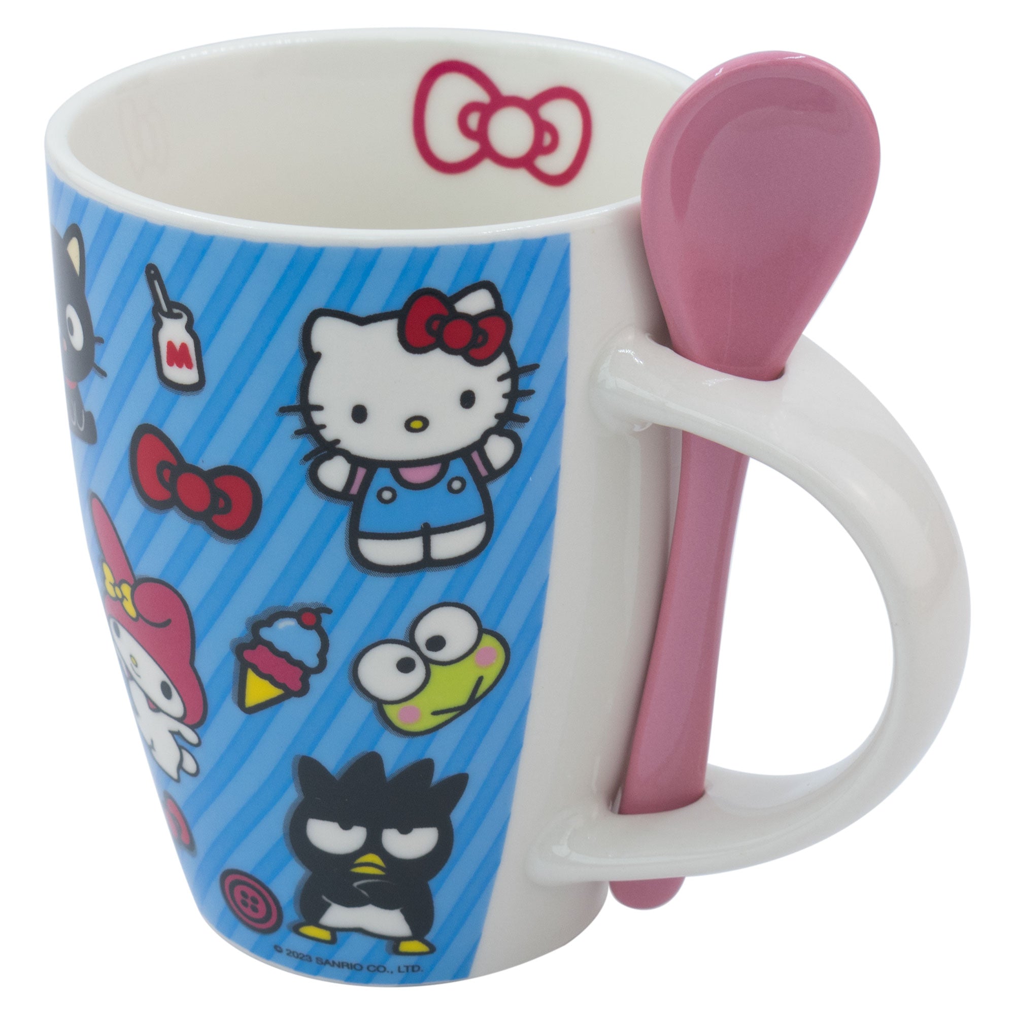 Juego de 2 Tazas De Porcelana Con Cuchara Hello Kitty Sanrio 310ml